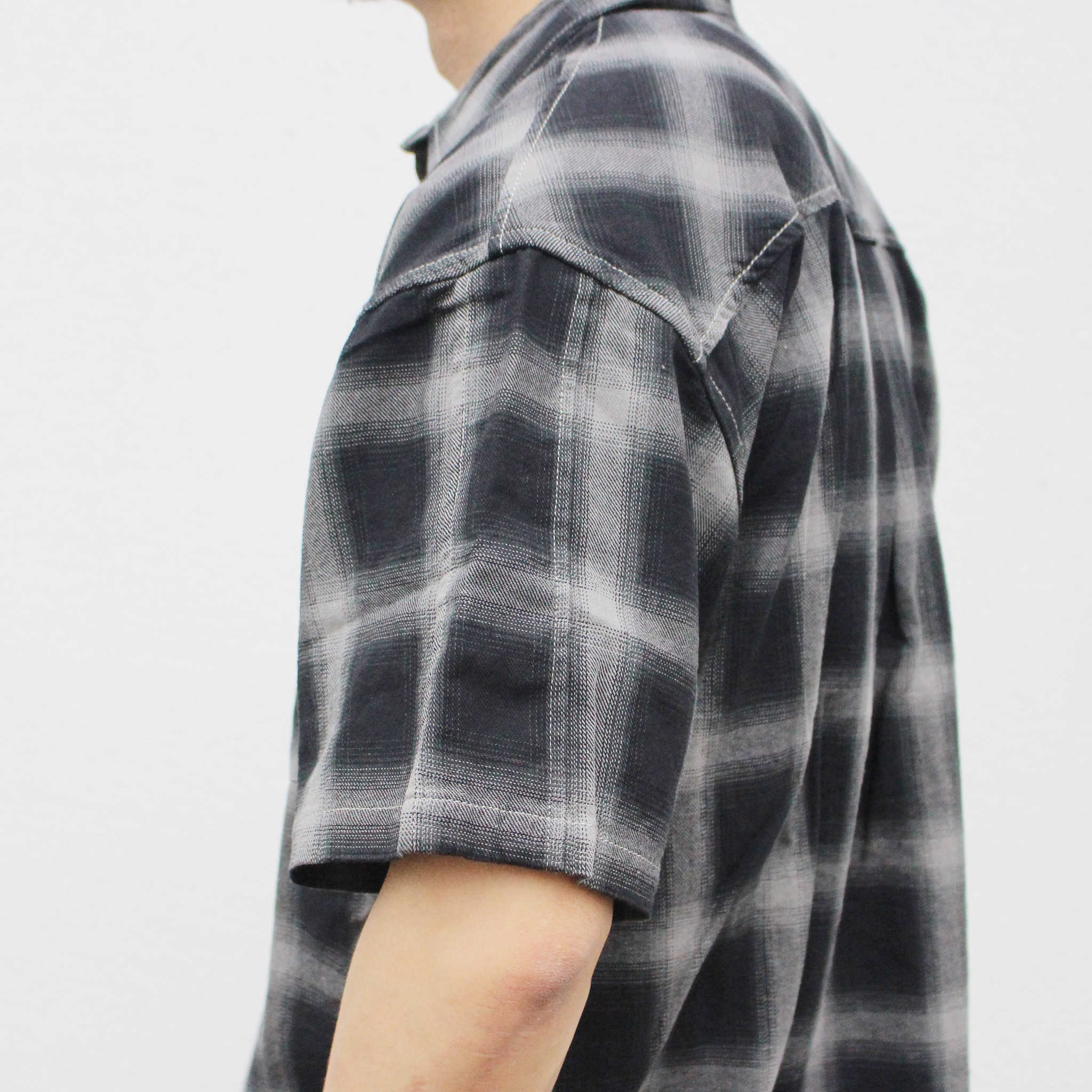 modemdesign モデムデザイン / Ombre check wide shirts オンブレチェックワイドシャツ (CHARCOAL チャコール)