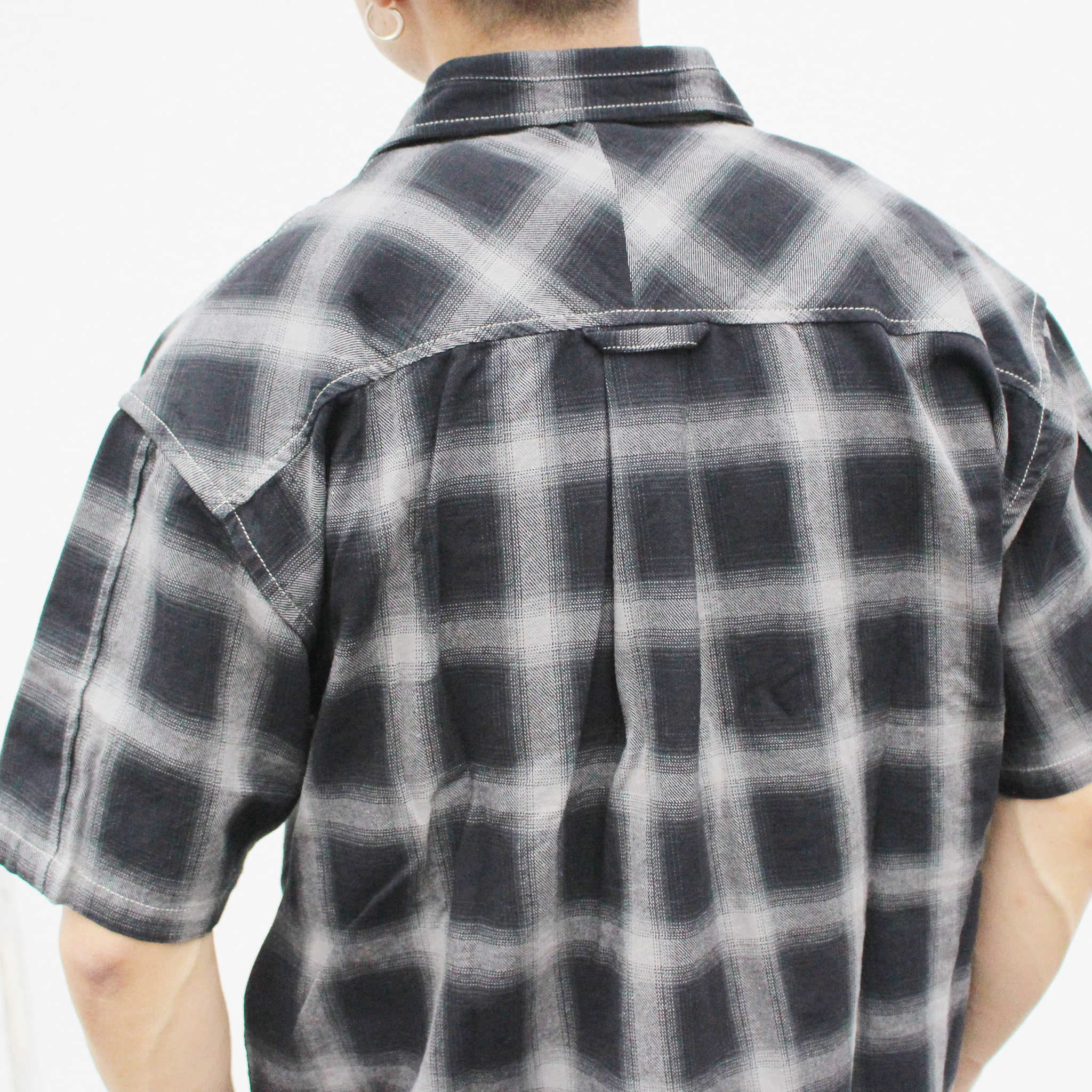 modemdesign モデムデザイン / Ombre check wide shirts オンブレチェックワイドシャツ (CHARCOAL チャコール)