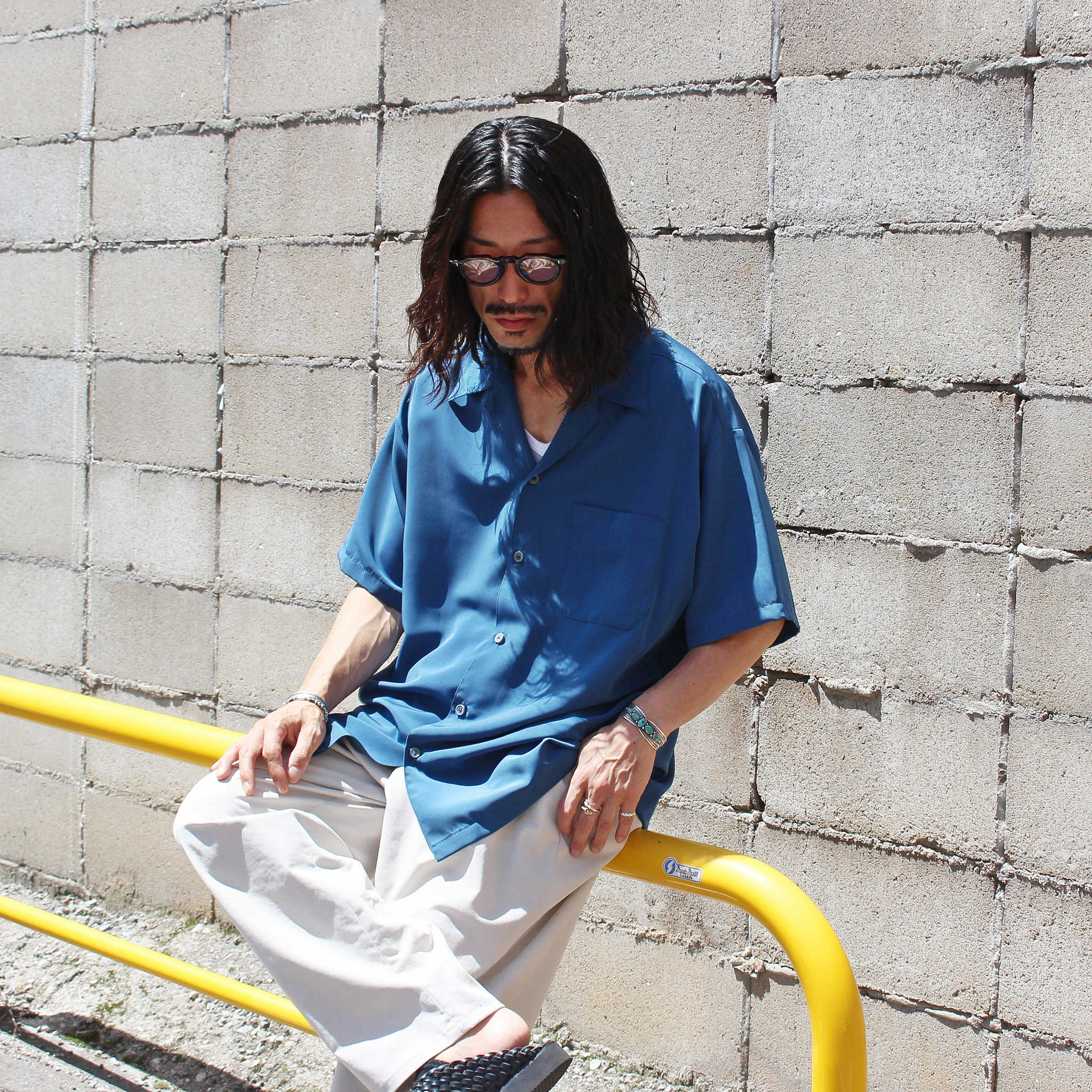 CalTop キャルトップ / OPEN COLLAR S/S SHIRTS オープンカラー半袖シャツ (SAGE BLUE セージブルー)