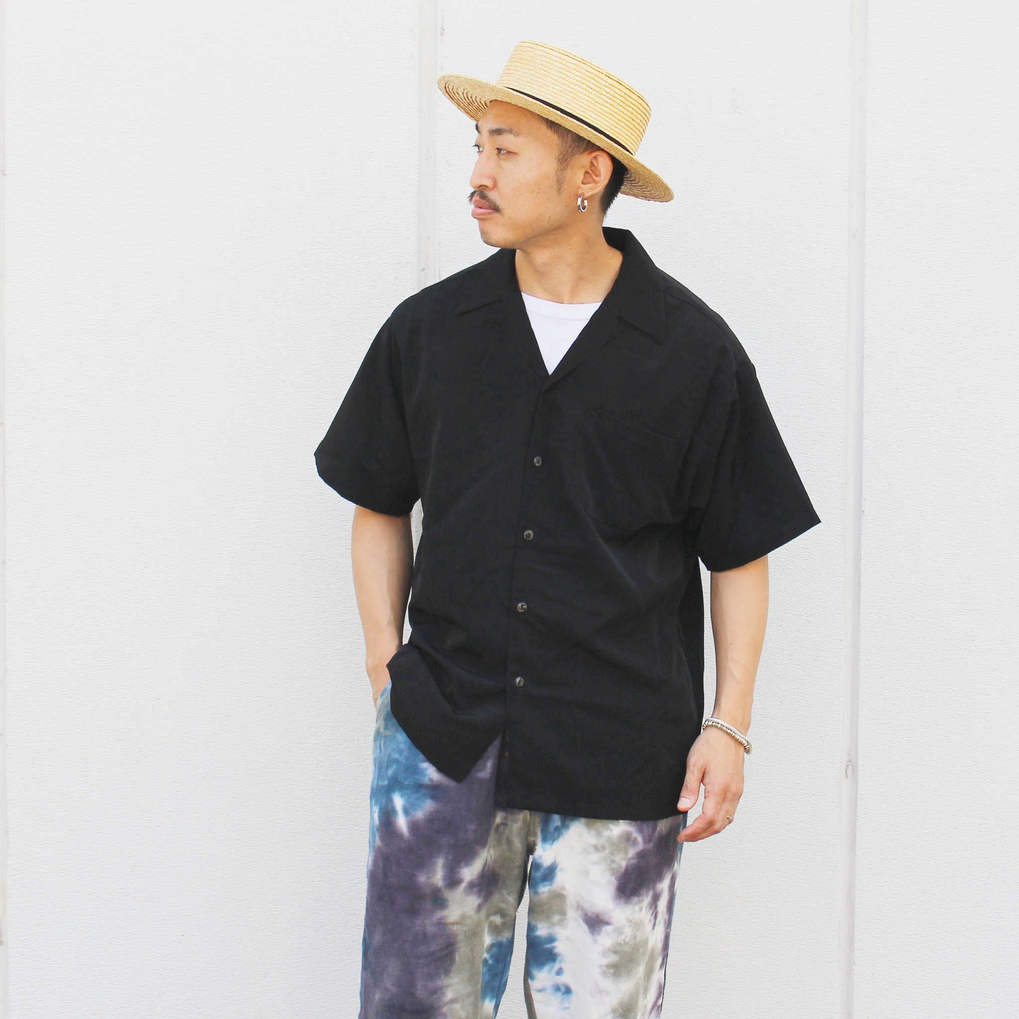 CalTop キャルトップ / OPEN COLLAR S/S SHIRTS オープンカラー半袖シャツ (BLACK ブラック)