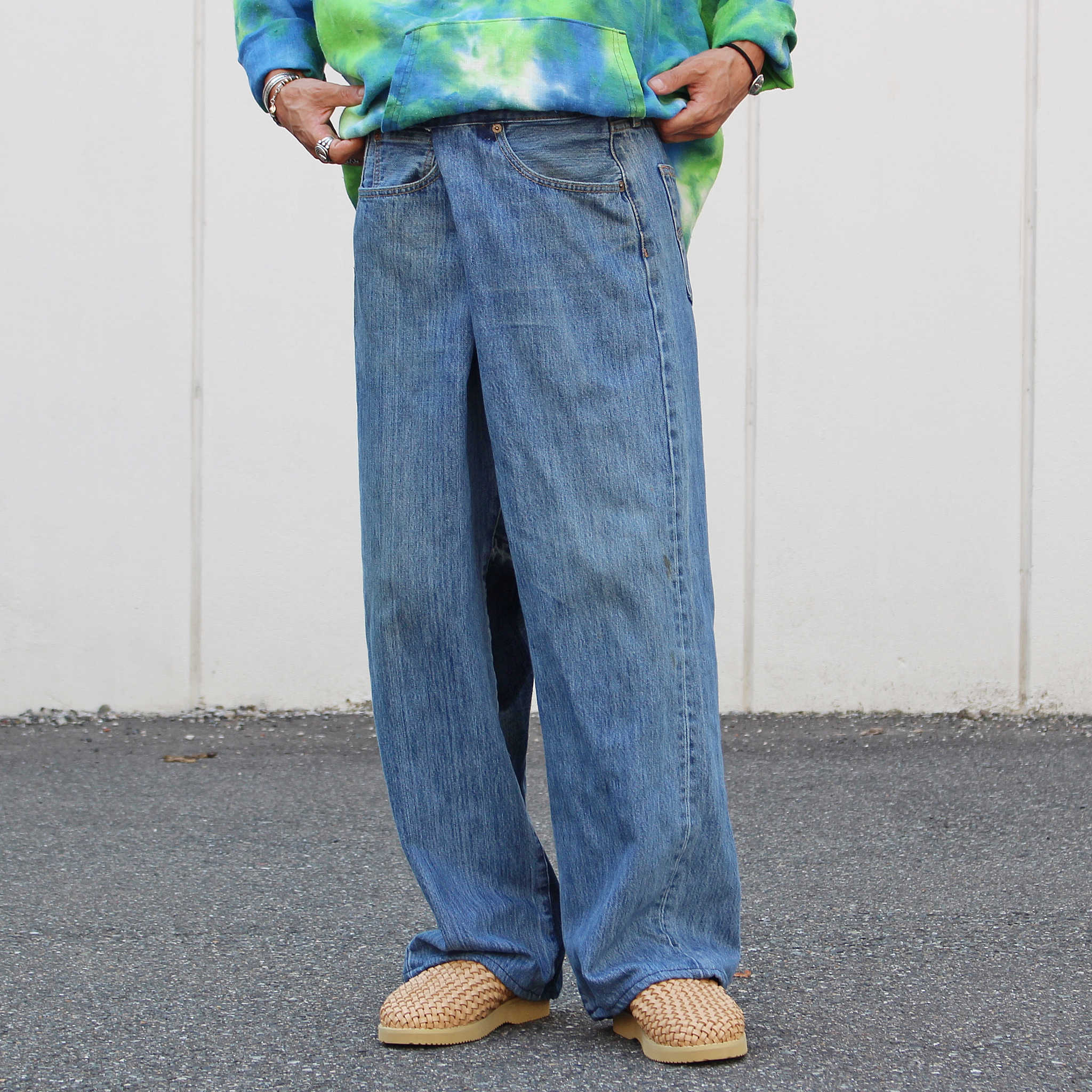 SUNNY SIDE UP サニーサイドアップ / WRAP DENIM PT ラップデニムパンツ size2 (BLUE ブルー