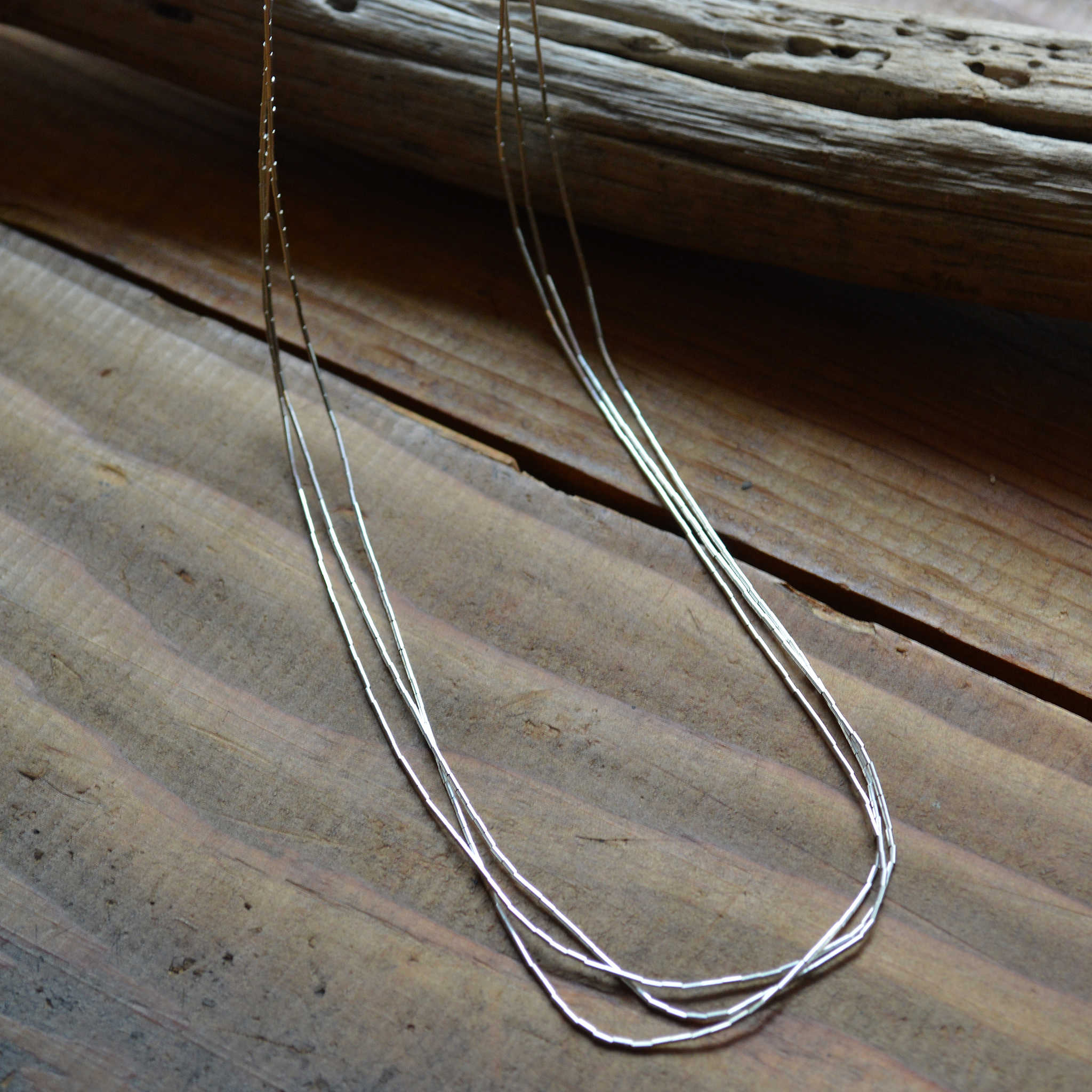 Indian jewelry インディアンジュエリー / Navajo Liquid silver Necklace ナヴァホ族リキッドシルバーネックレス 3連60cm