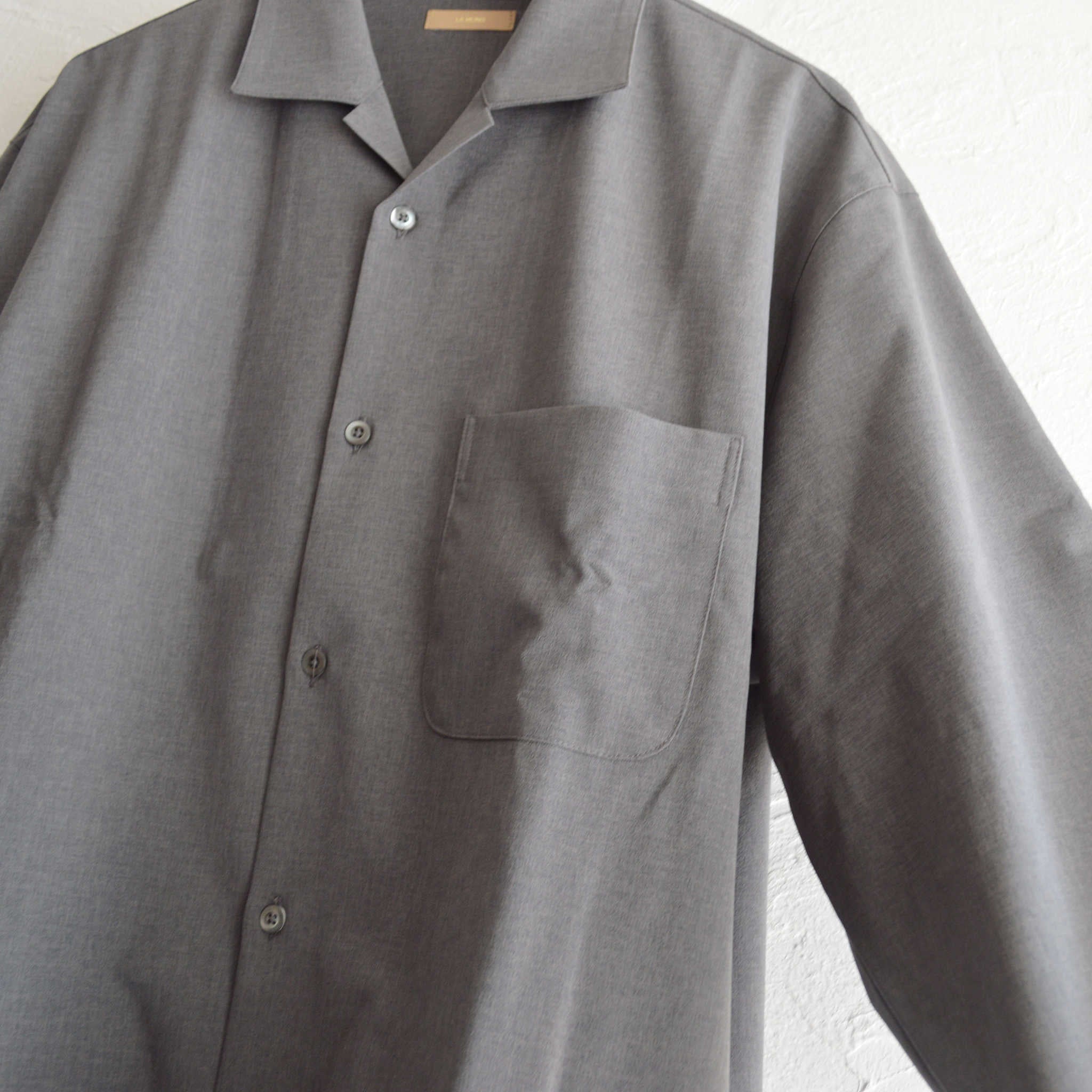 LAMOND ラモンド / OPEN COLLAR SHARI SHIRT オープンカラーシャリシャツ (GRAY グレー