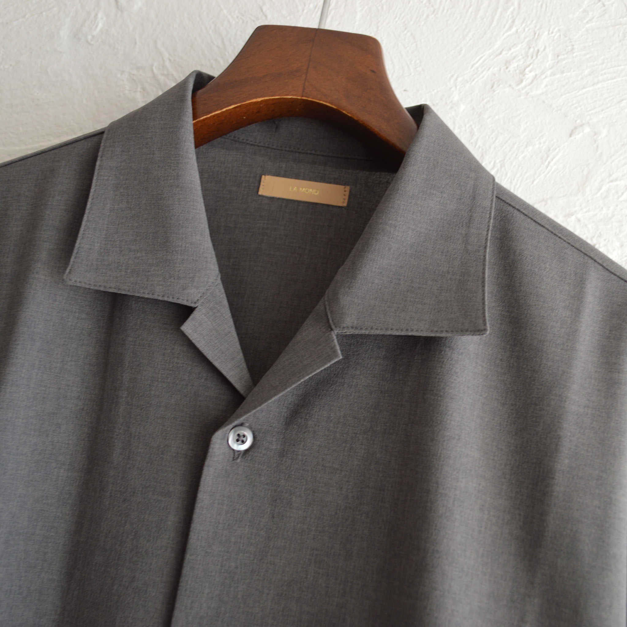 LAMOND ラモンド / OPEN COLLAR SHARI SHIRT オープンカラーシャリシャツ (GRAY グレー