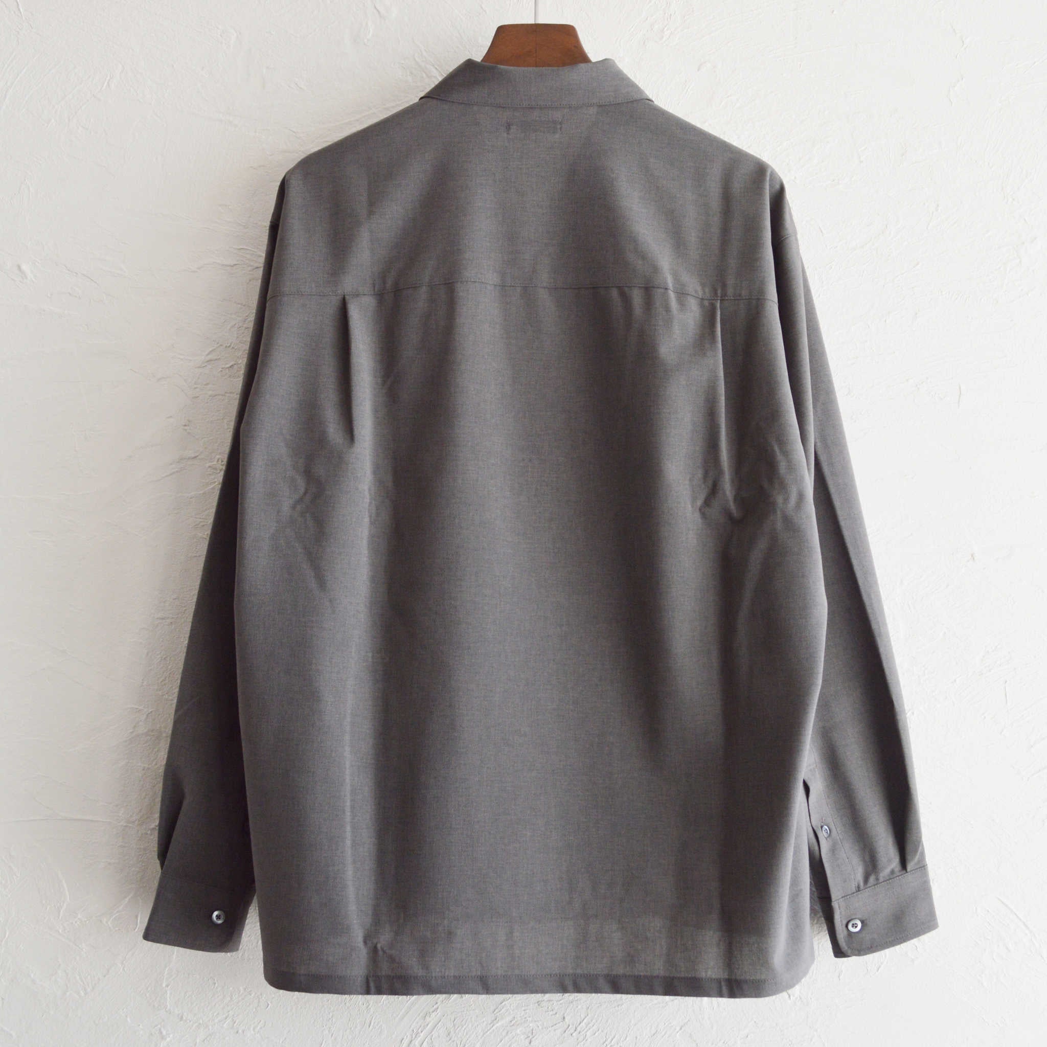 LAMOND ラモンド / OPEN COLLAR SHARI SHIRT オープンカラーシャリシャツ (GRAY グレー