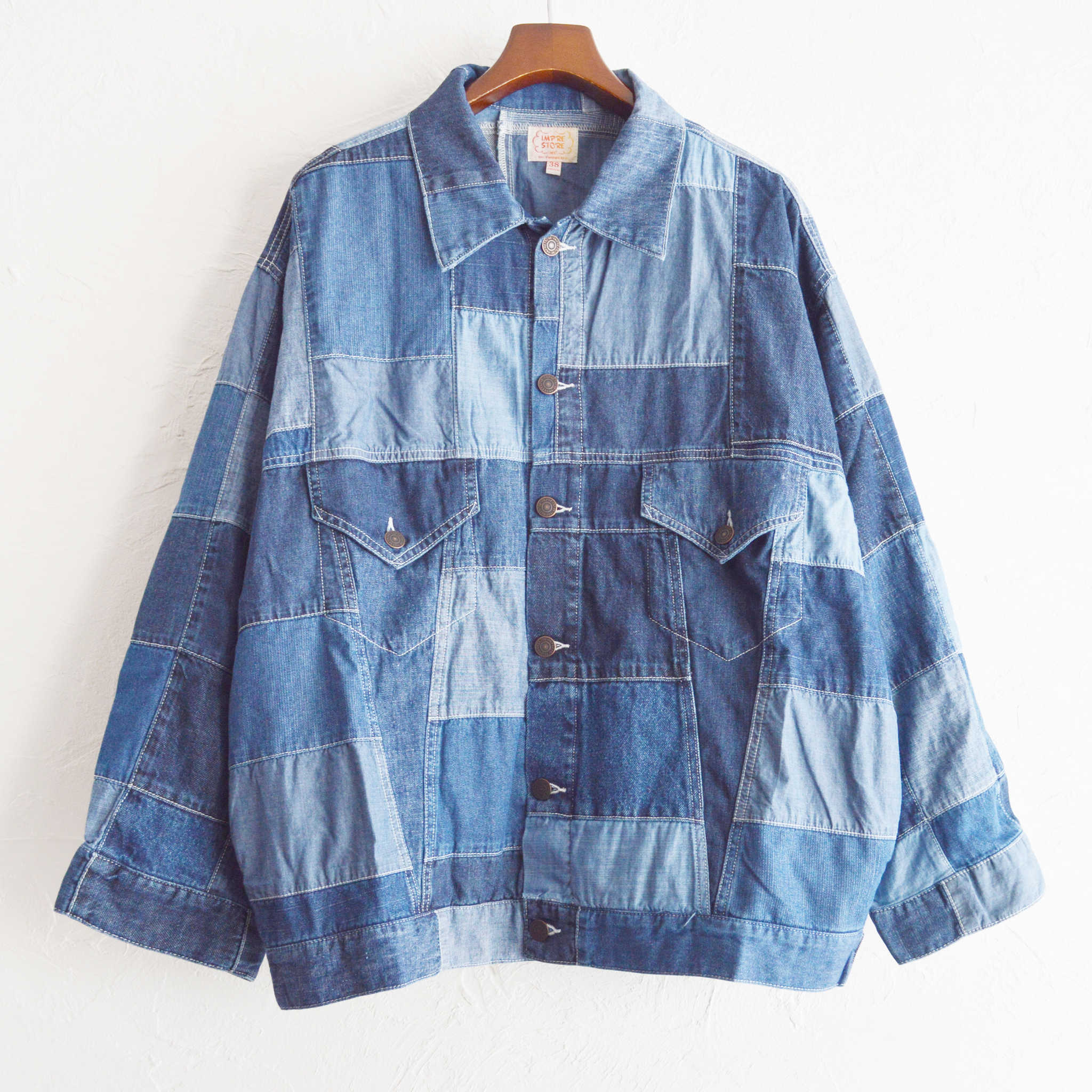 IMPRESTORE インプレストア / Mary-L-O.D.PATCHWORK | Trucker coat マリー パッチワークトラッカーコート (DENIM PATCHWORK デニムパッチワーク)