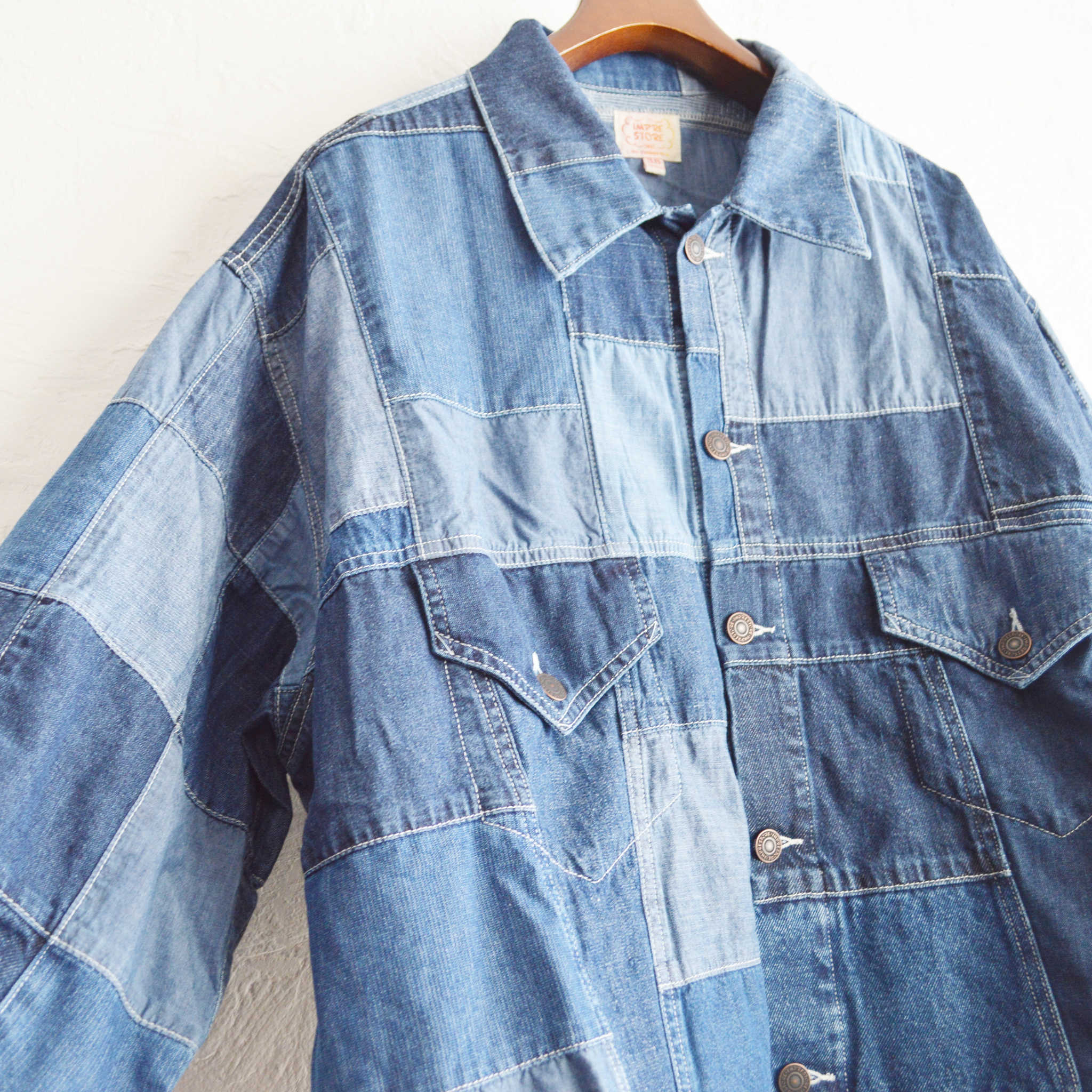 IMPRESTORE インプレストア / Mary-L-O.D.PATCHWORK | Trucker coat マリー パッチワークトラッカーコート (DENIM PATCHWORK デニムパッチワーク)