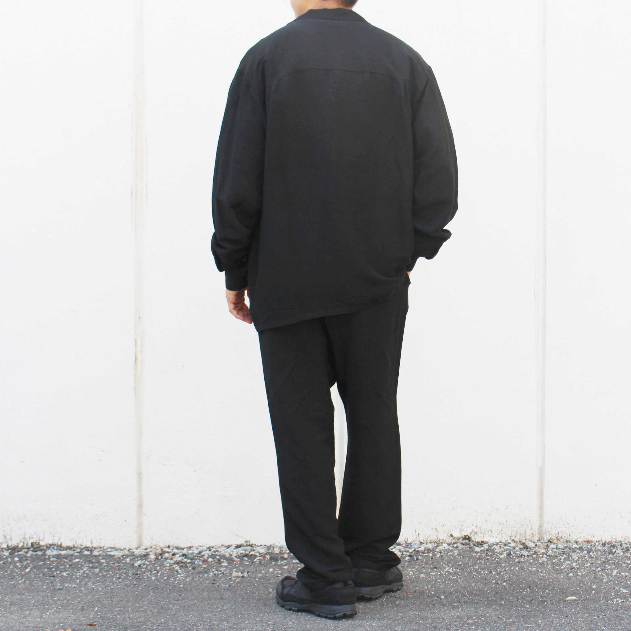 LAMOND ラモンド / OPEN COLLAR LINEN SHIRT オープンカラーリネンシャツ (BLACK ブラック)