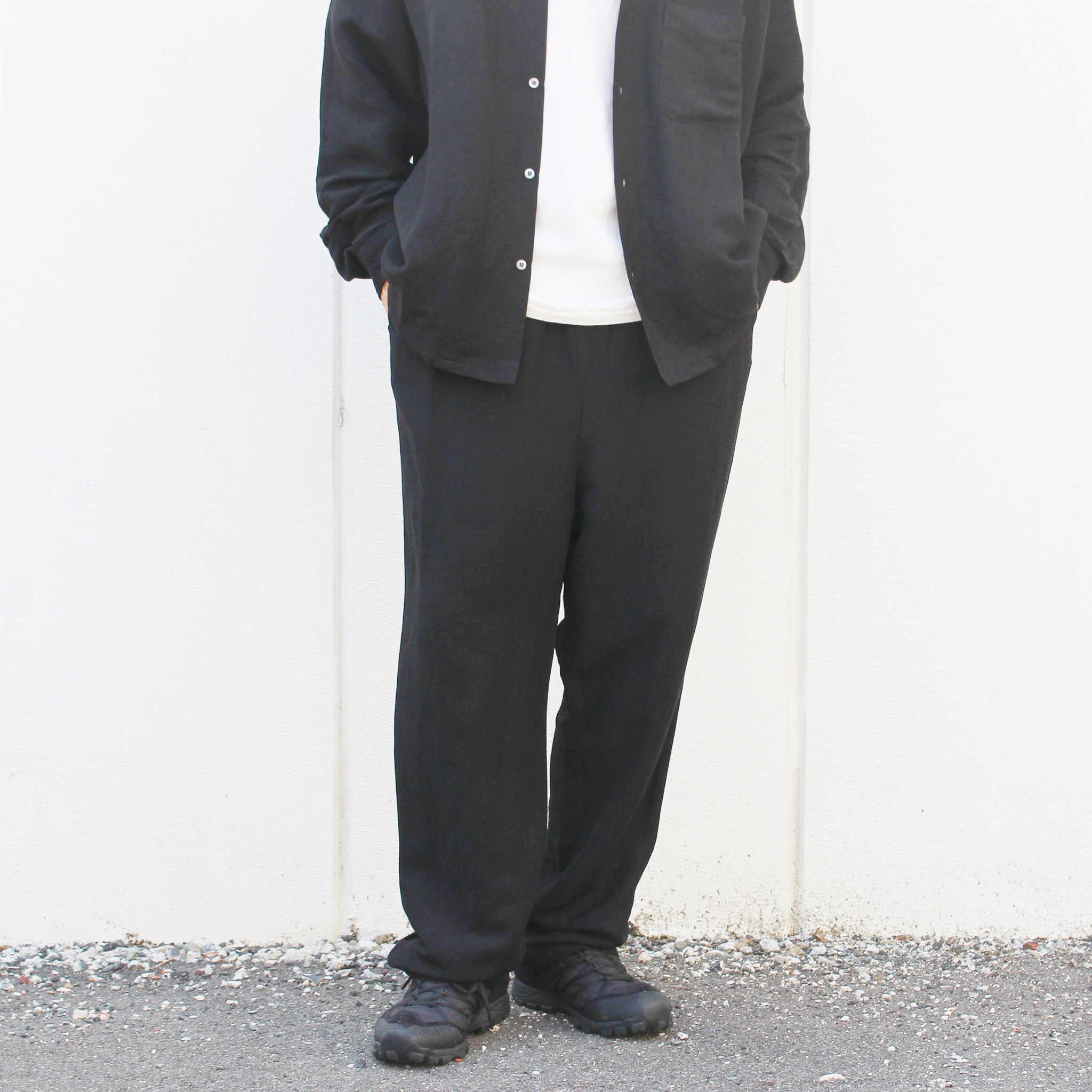 LAMOND ラモンド / SEMI WIDE LINEN EASY TROUSERS セミワイドリネンイージートラウザーズ (BLACK ブラック)