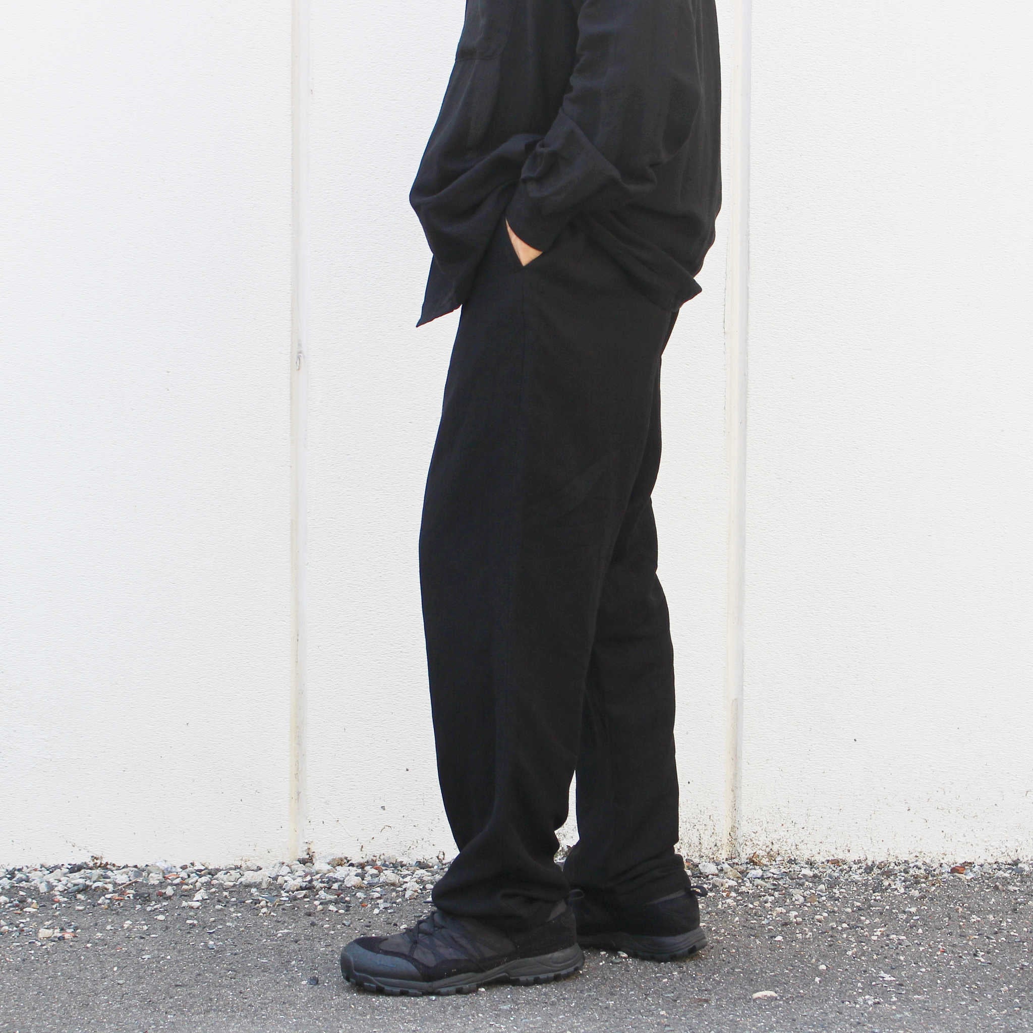 LAMOND ラモンド / SEMI WIDE LINEN EASY TROUSERS セミワイドリネンイージートラウザーズ (BLACK ブラック)