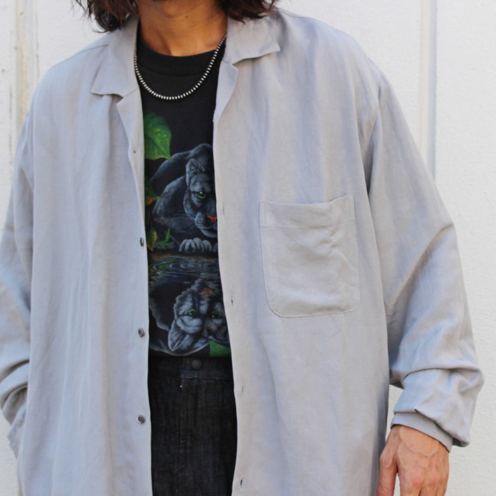 LAMOND ラモンド / OPEN COLLAR LINEN SHIRT オープンカラーリネンシャツ (GRAY グレー)