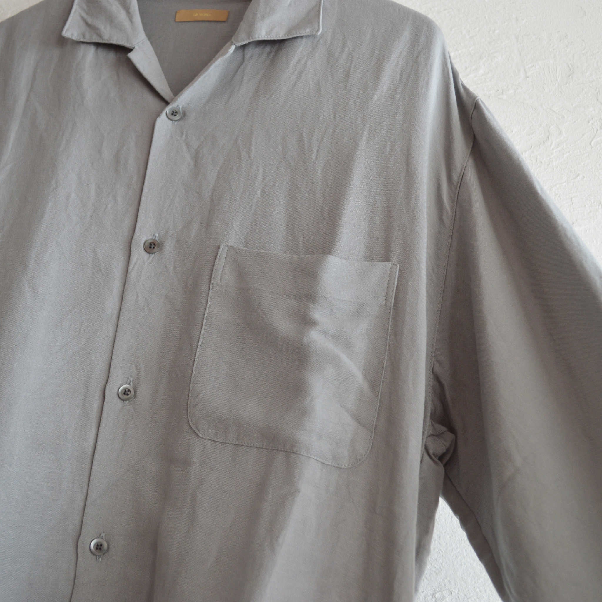 LAMOND ラモンド / OPEN COLLAR LINEN SHIRT オープンカラーリネンシャツ (GRAY グレー)