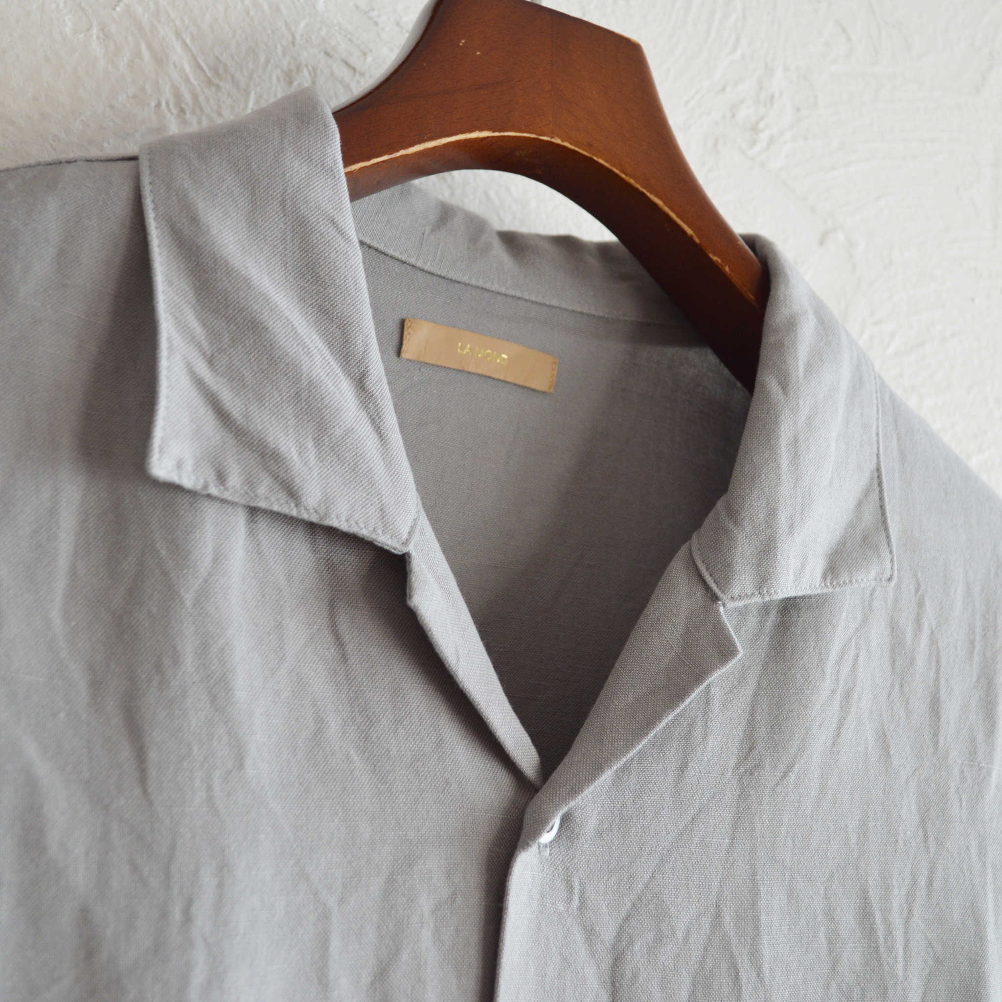 LAMOND ラモンド / OPEN COLLAR LINEN SHIRT オープンカラーリネンシャツ (GRAY グレー)