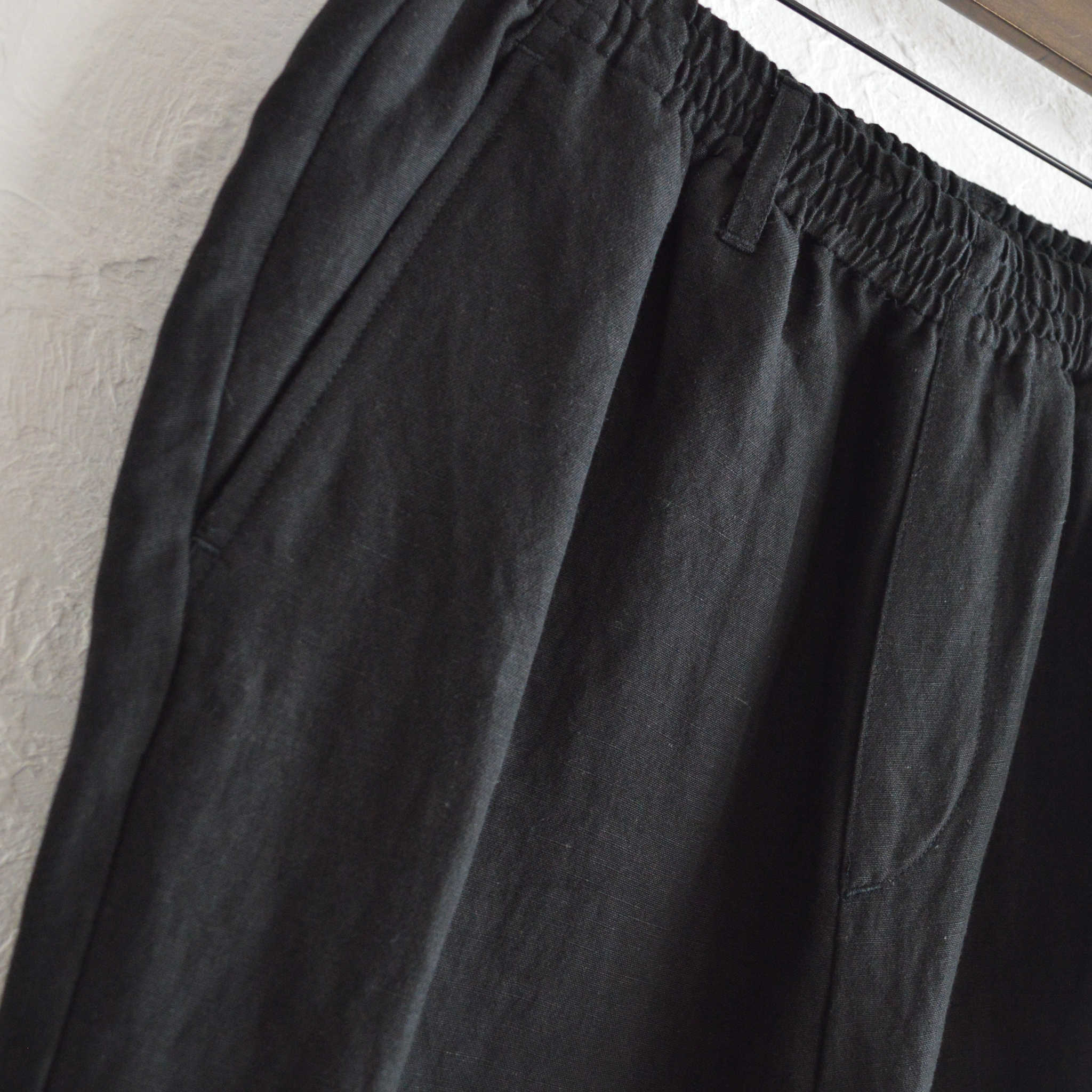 LAMOND ラモンド / SEMI WIDE LINEN EASY TROUSERS セミワイドリネンイージートラウザーズ (BLACK ブラック)