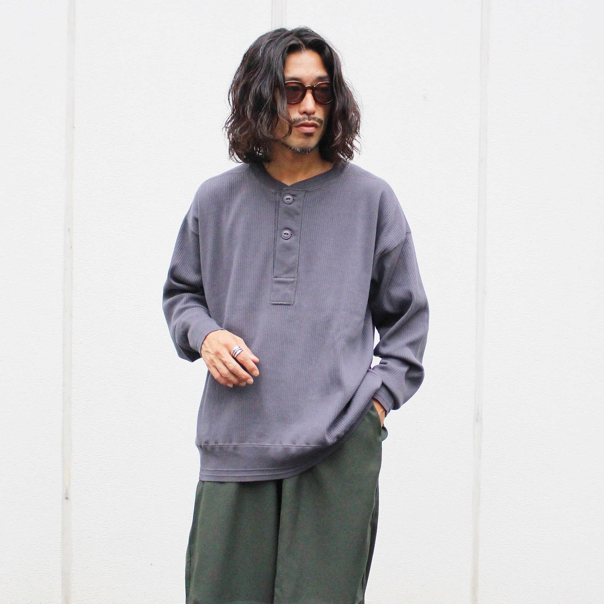 Nasngwam. ナスングワム / SWEDE HENLEY L/S TEE スウェードヘンリーエルエスティー (CHARCOAL チャコール)