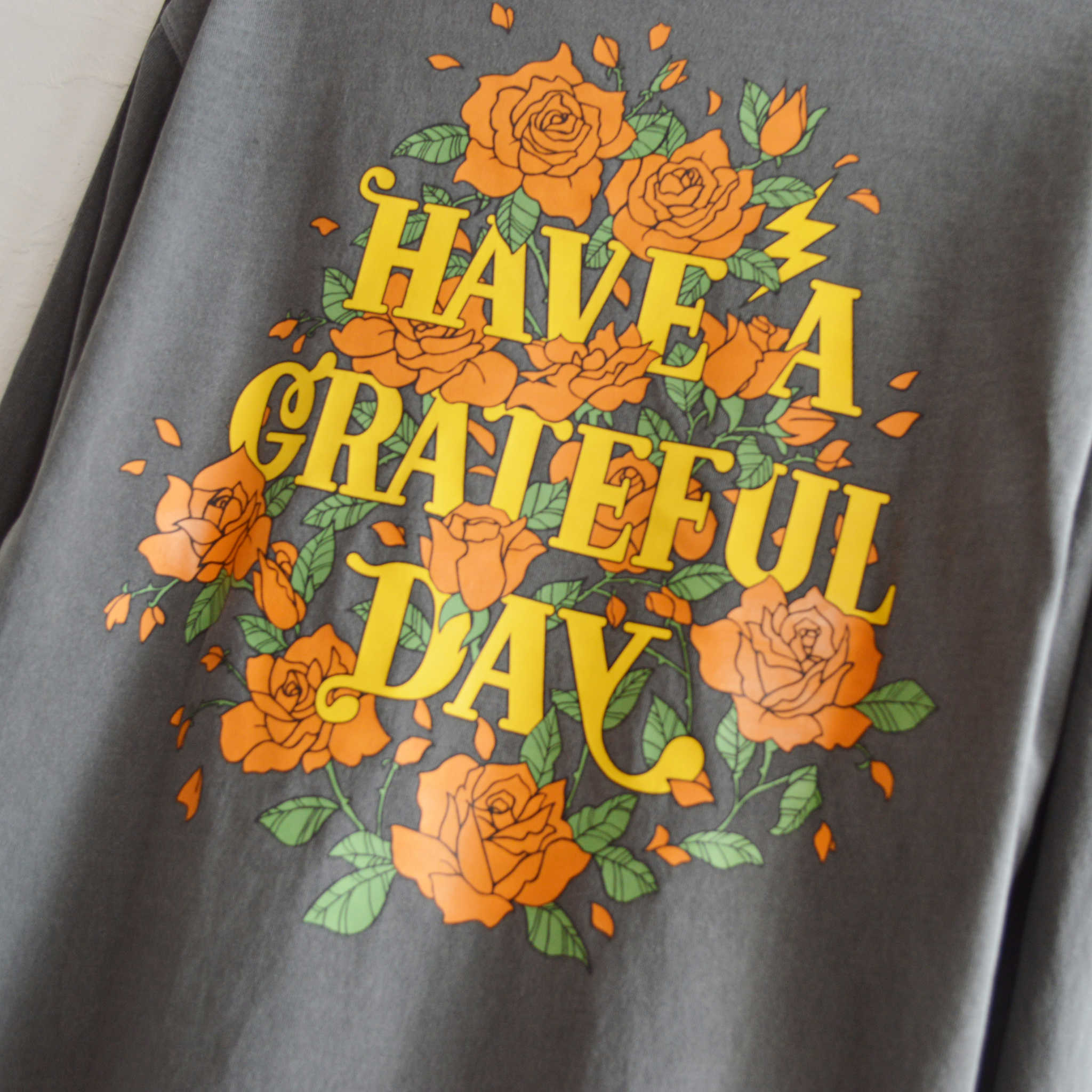 HAVE A GRATEFUL DAY ハブアグレイトフルデイ / L/S T-SHIRT -ROSE ロングスリーブティーシャツローズ (BLACK ブラック)