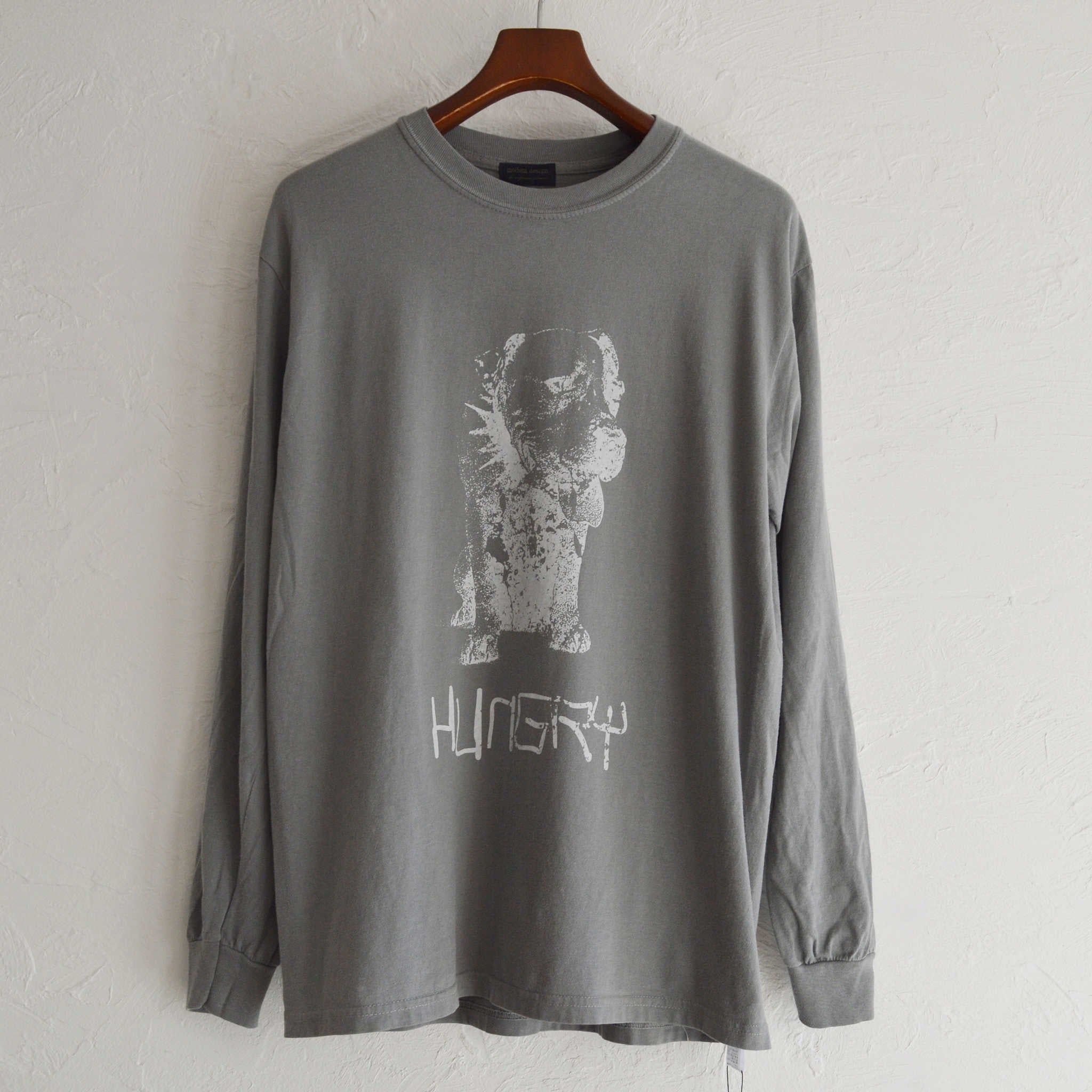 modemdesign モデムデザイン / Pigment pit bull print long sleeve Tee ピグメントピットブルプリントロンティー (GRAY グレー)