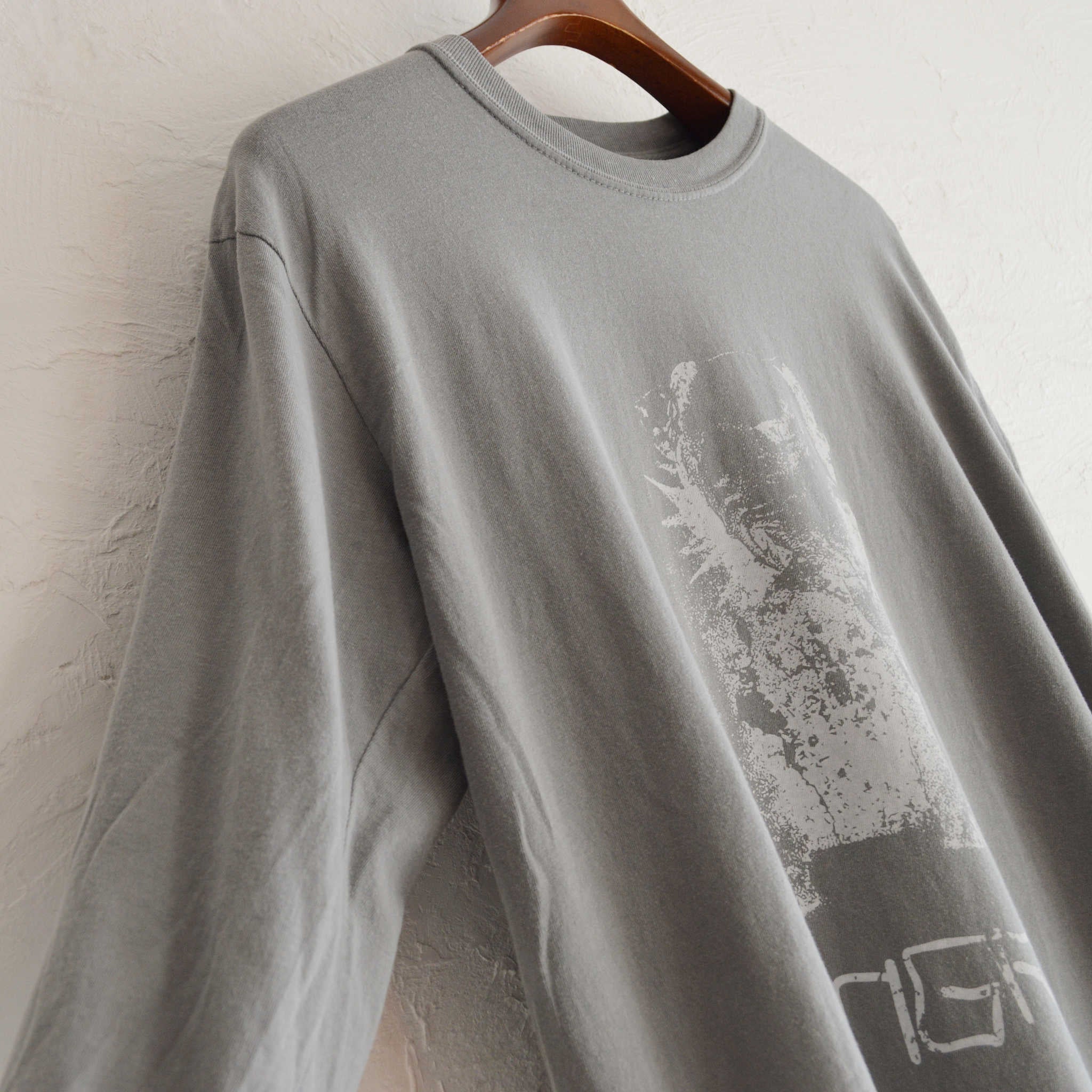 modemdesign モデムデザイン / Pigment pit bull print long sleeve Tee ピグメントピットブルプリントロンティー (GRAY グレー)