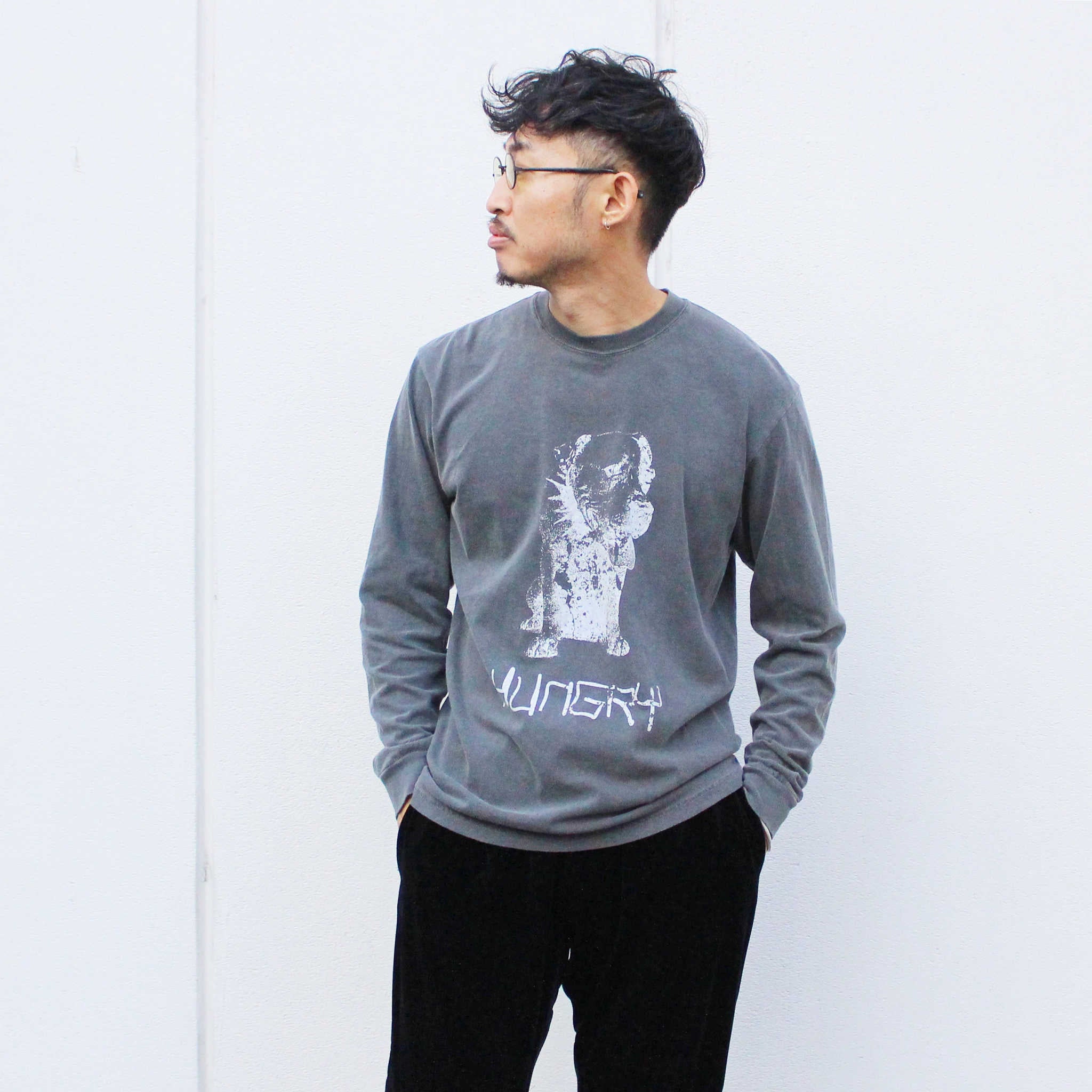 modemdesign モデムデザイン / Pigment pit bull print long sleeve Tee ピグメントピットブルプリントロンティー (PEPPER ペーパー)