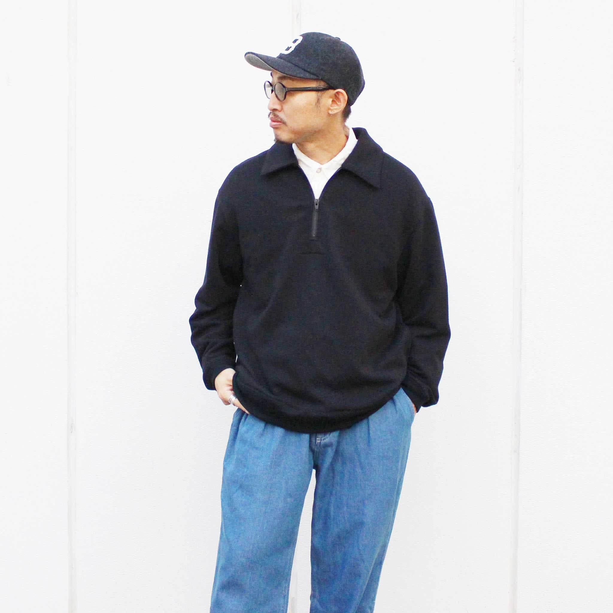 LAMOND ラモンド / HALF ZIP SWEAT ハーフジップスウェット (BLACK ブラック)