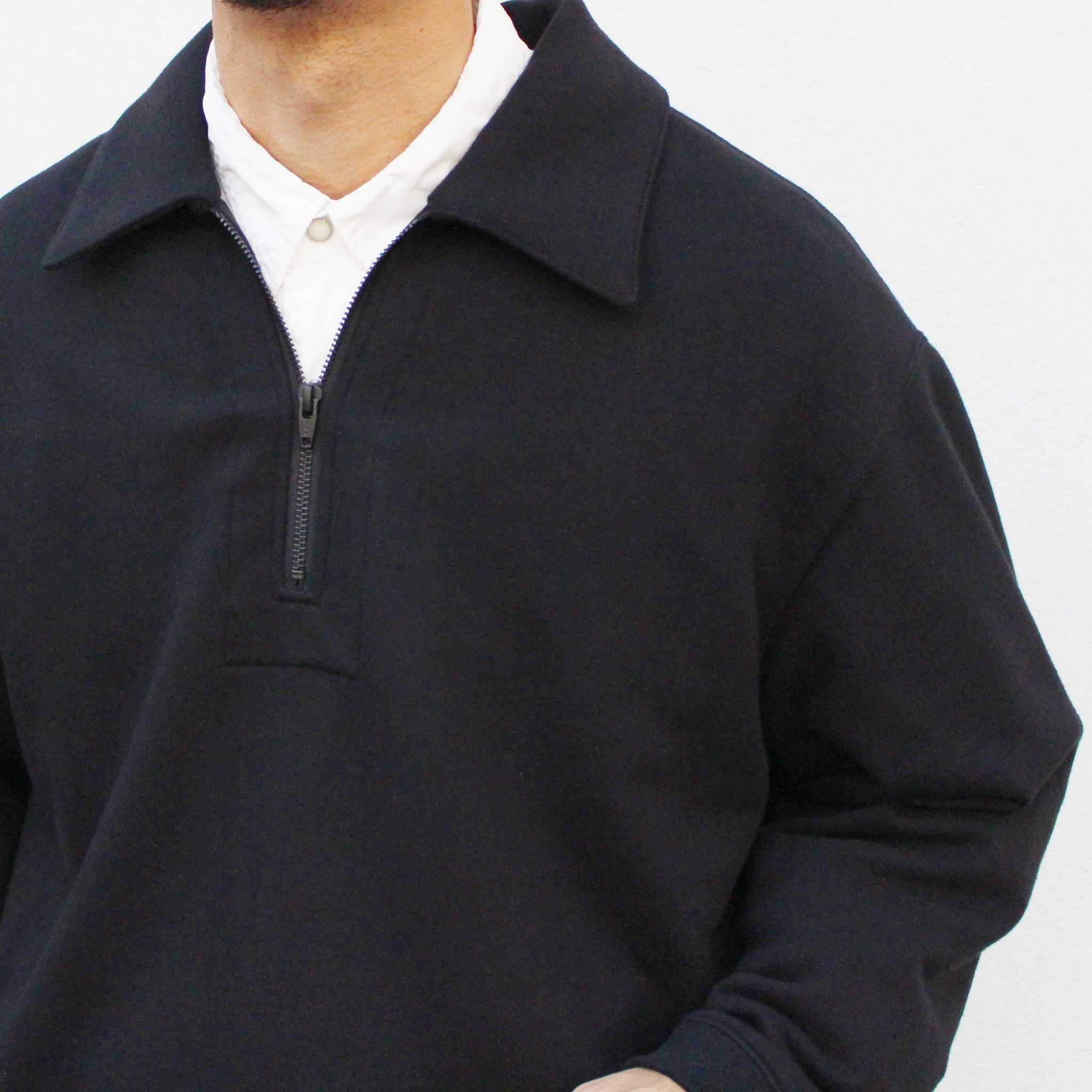 LAMOND ラモンド / HALF ZIP SWEAT ハーフジップスウェット (BLACK ブラック)