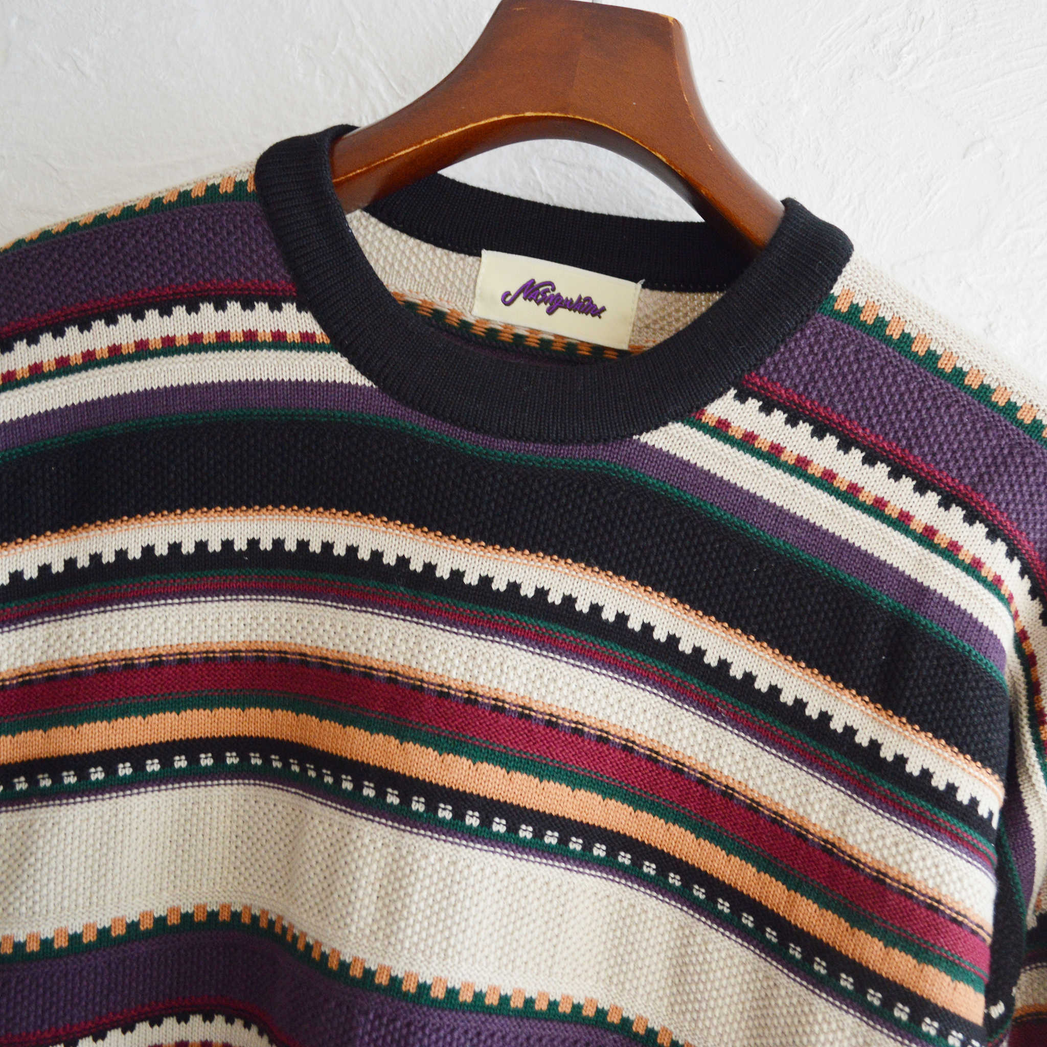 Nasngwam. ナスングワム / 90’s BORDER KNIT ナインティーズボーダーニット (BEIGE ベージュ)