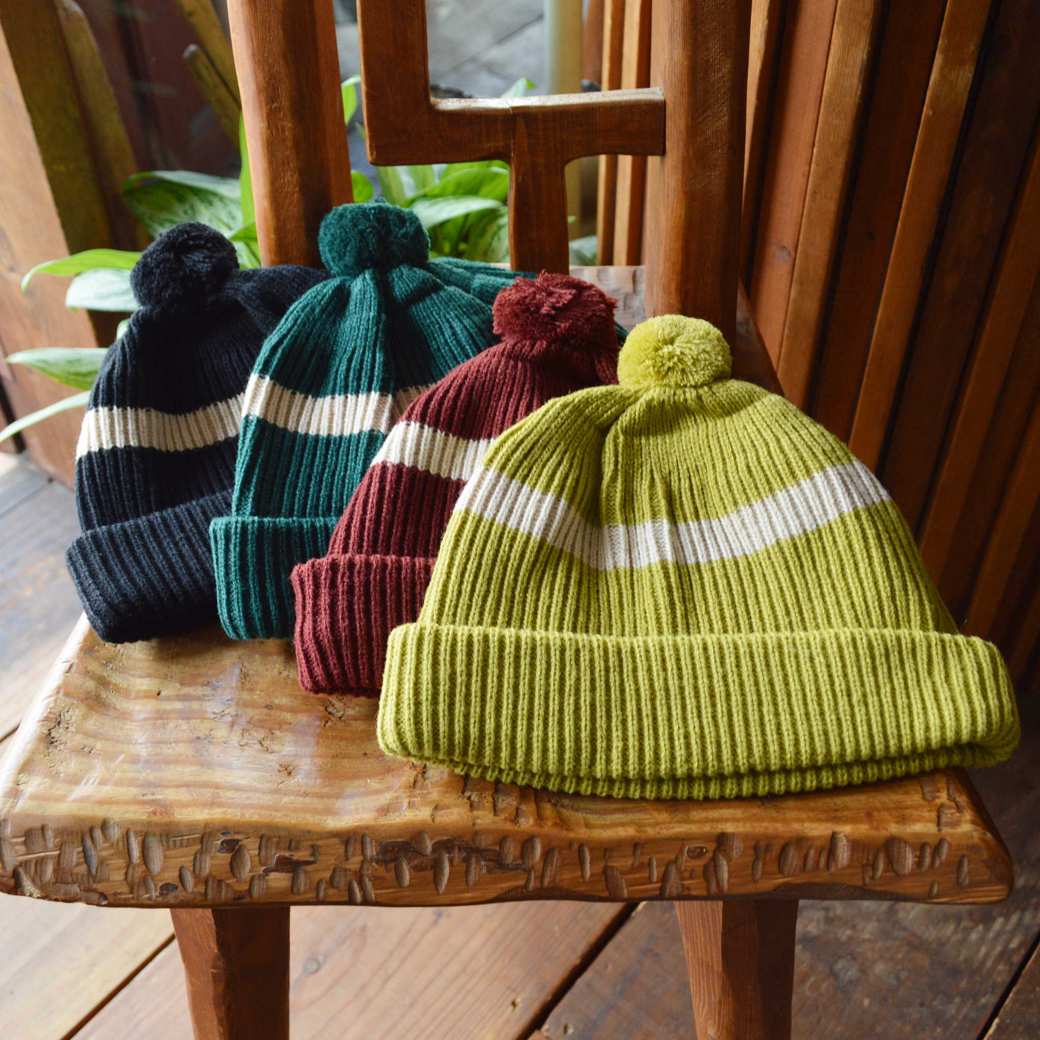 ROTOTO ロトト / STRIPE POMPOM BEANIE ストライプポンポンビーニー