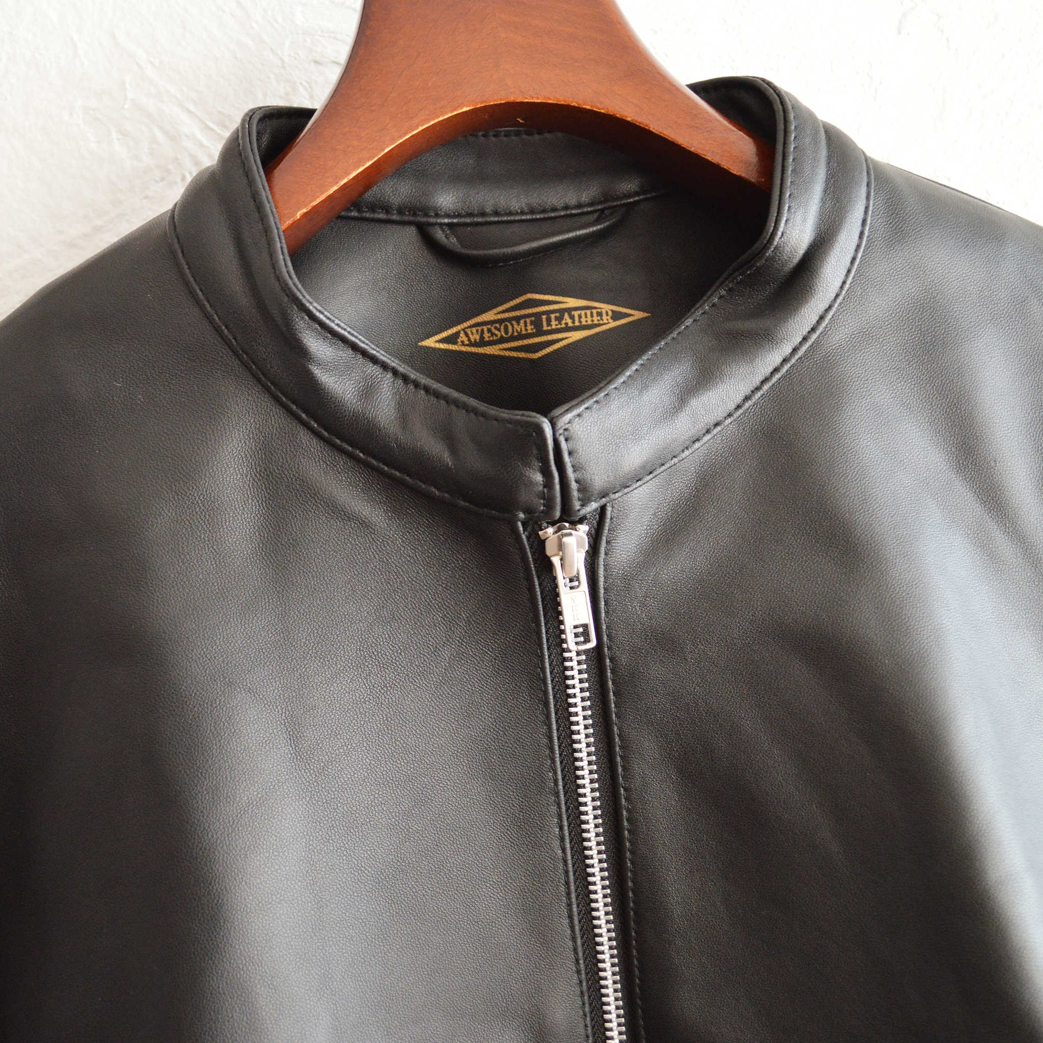 AWESOME LEATHER オーサムレザー / SINGLE RIDERS JACKET シングルライダースジャケット (BLACK ブラック）