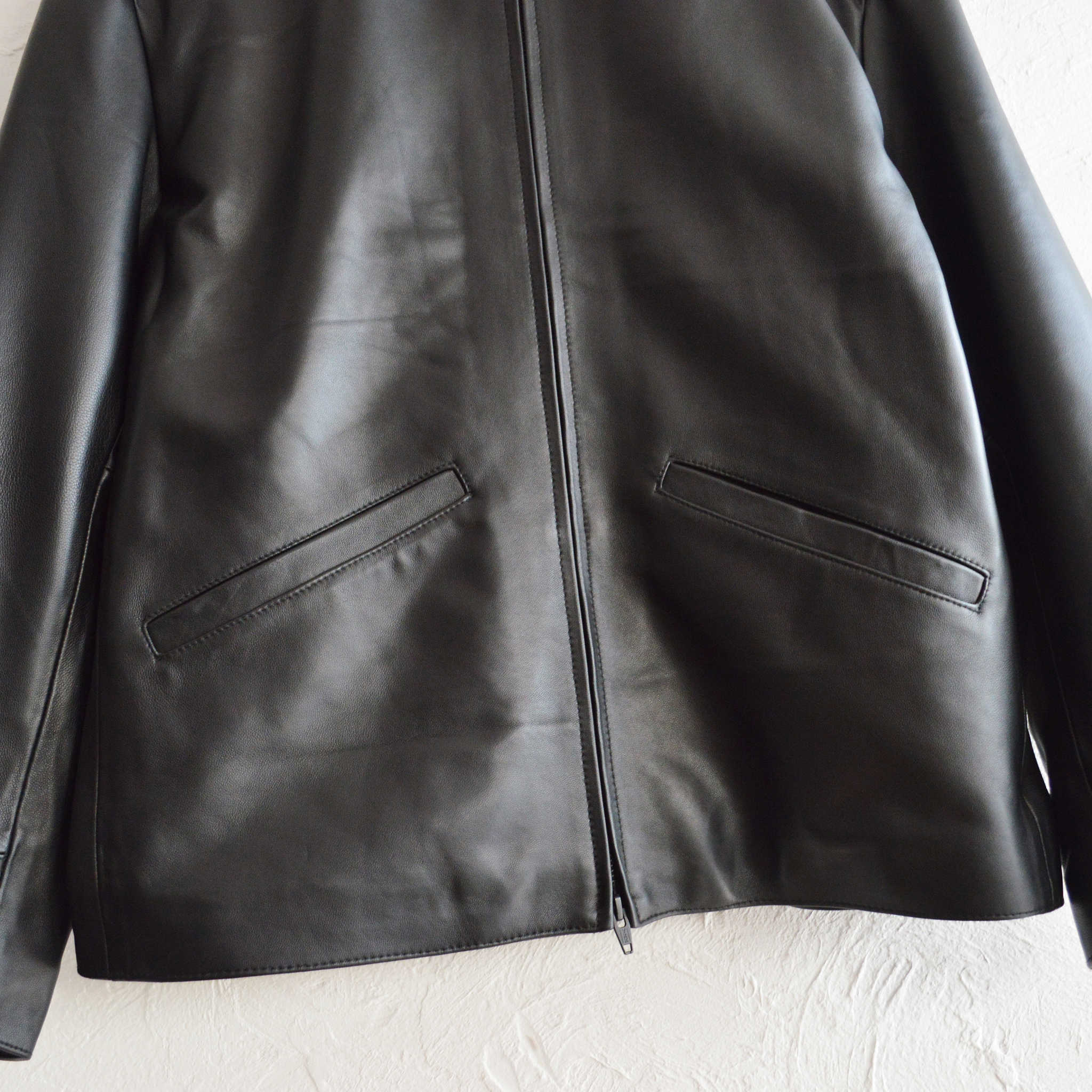 AWESOME LEATHER オーサムレザー / ZIP SHORT JACKET ジップショートジャケット (BLACK ブラック）