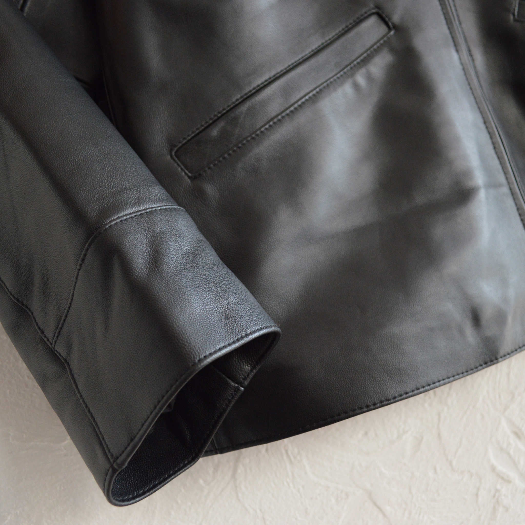 AWESOME LEATHER オーサムレザー / ZIP SHORT JACKET ジップショートジャケット (BLACK ブラック）