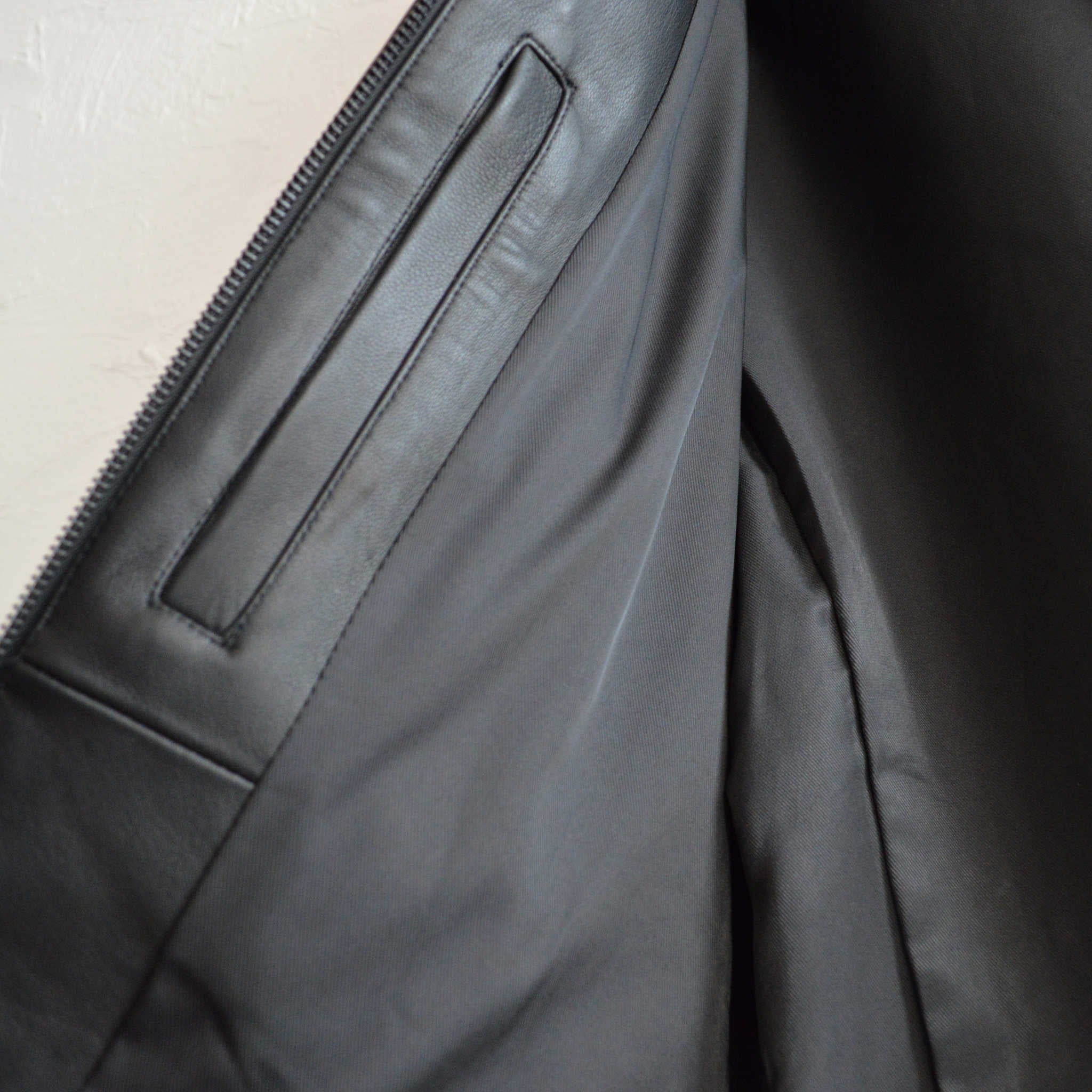 AWESOME LEATHER オーサムレザー / ZIP SHORT JACKET ジップショートジャケット (BLACK ブラック）