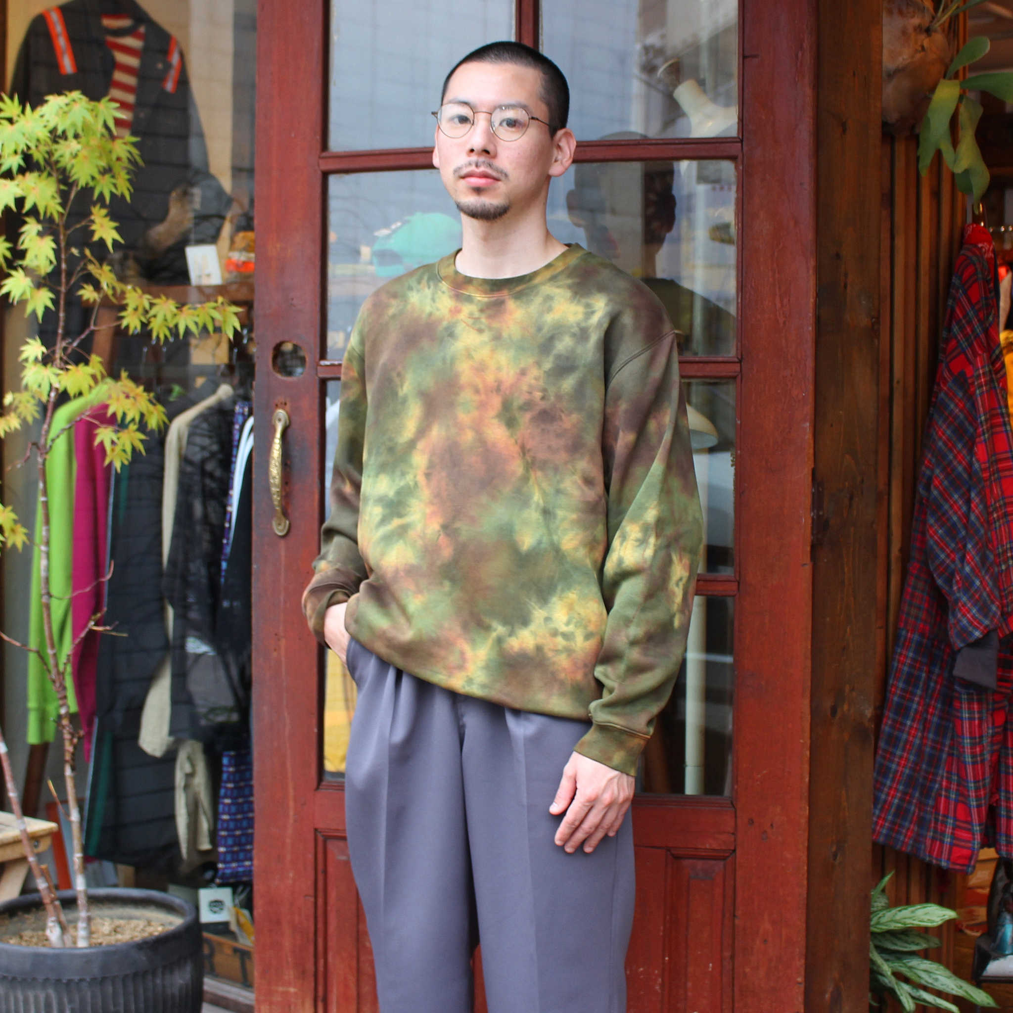 Nasngwam.×JAVARA ナスングワム ジャバラ / SWAMP CREW SWEAT スワンプクルースウェット (OLIVE オリーブ)