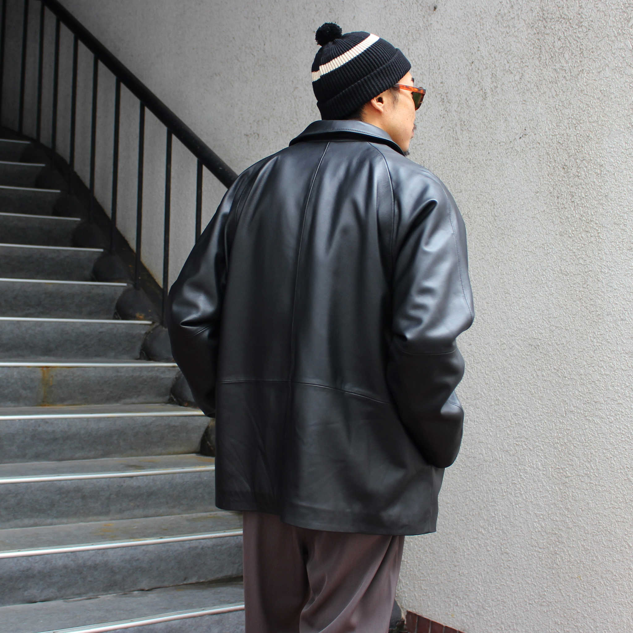 AWESOME LEATHER オーサムレザー / COACH JACKET コーチジャケット (BLACK ブラック)