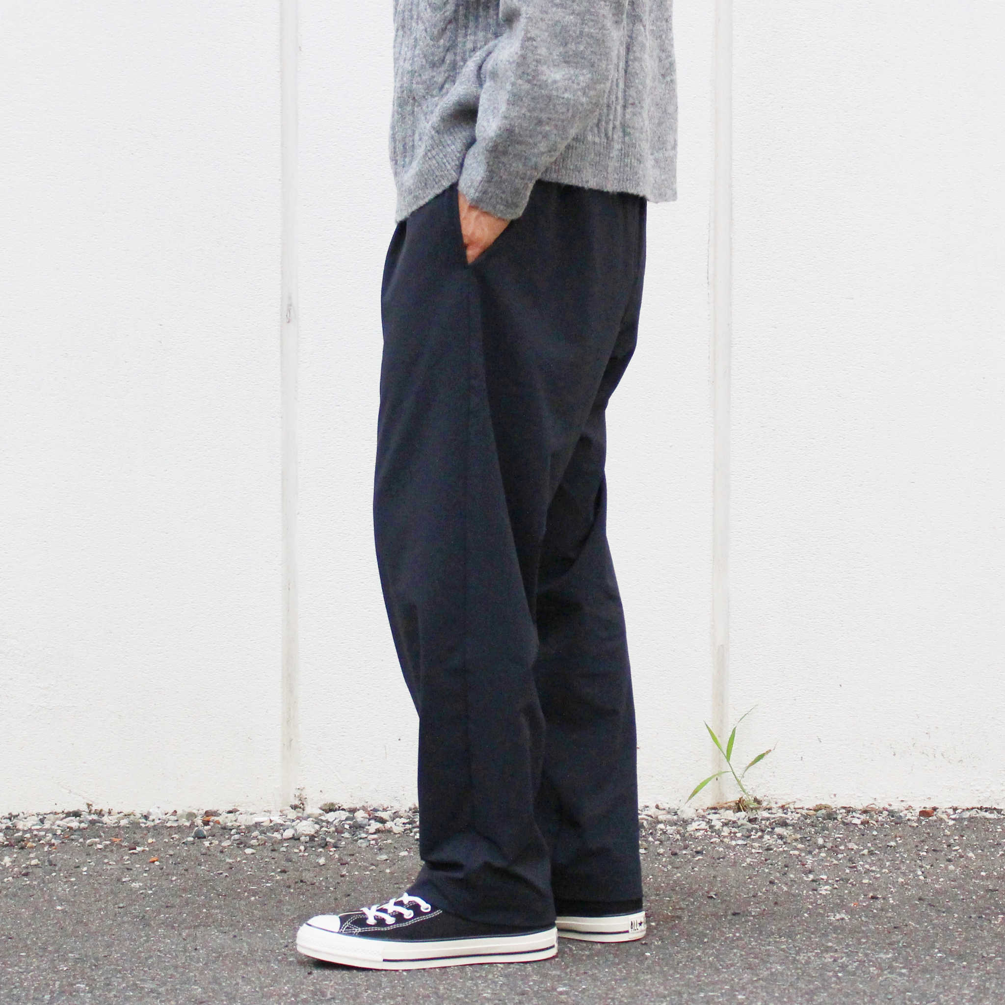 YONCA ヨンカ / COMFORT TECH FLEECE PANTS WIDE カモフォートテックフリースパンツワイド  (BLACK ブラック)