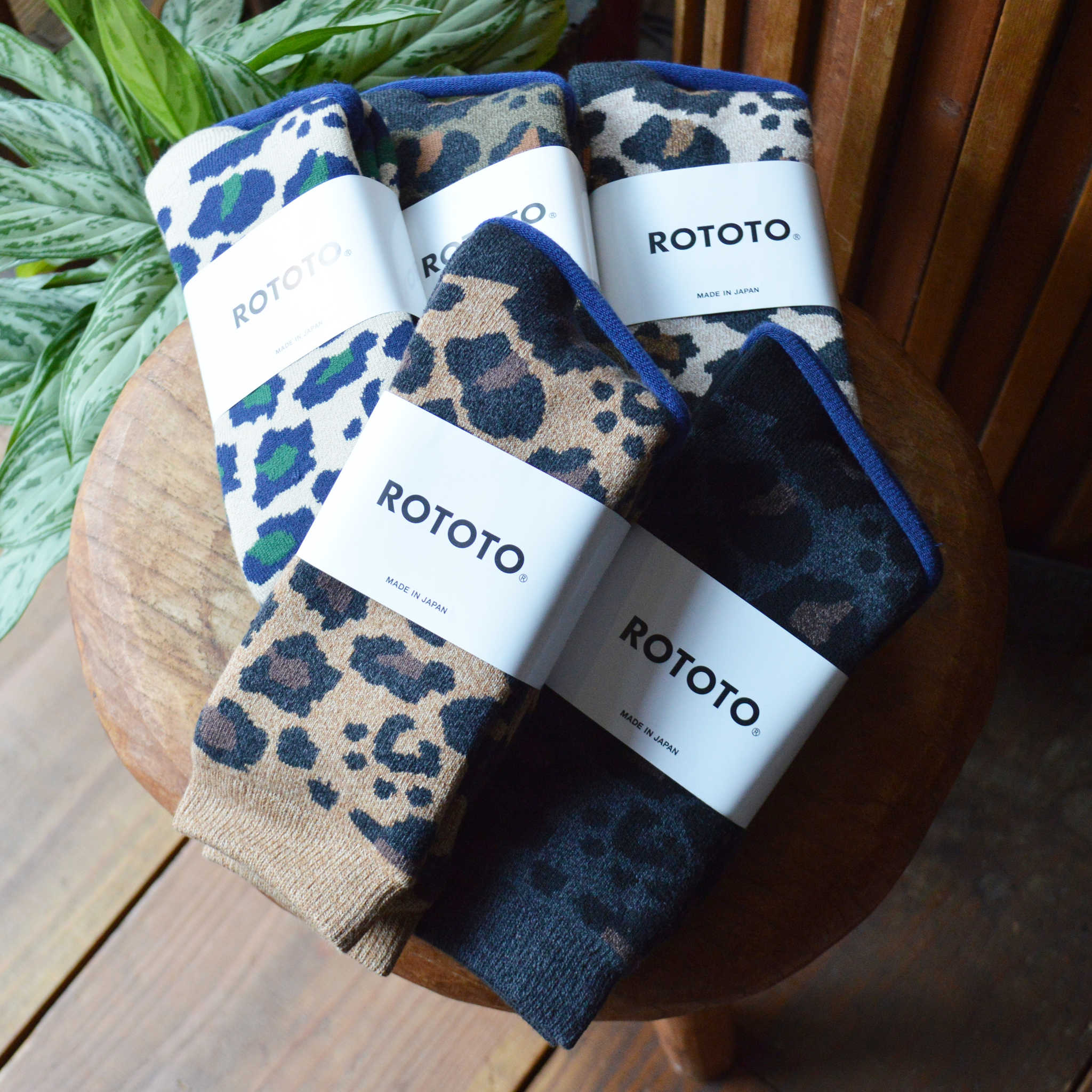 ROTOTO ロトト / PILE LEOPARD CREW SOCKS パイルレオパードクルーソックス