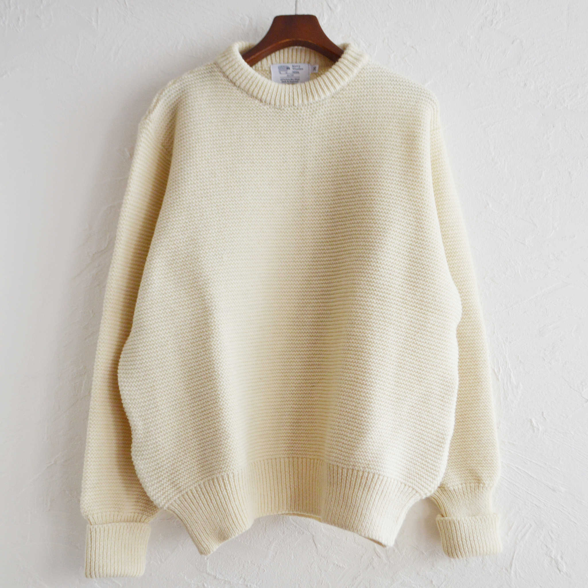 Kerry Woollen Mills ケリーウーレンミルズ / PEARL STITCH DROP SHOULDER CREW NECK SWEATER (PURE ARAN ピュアアラン)