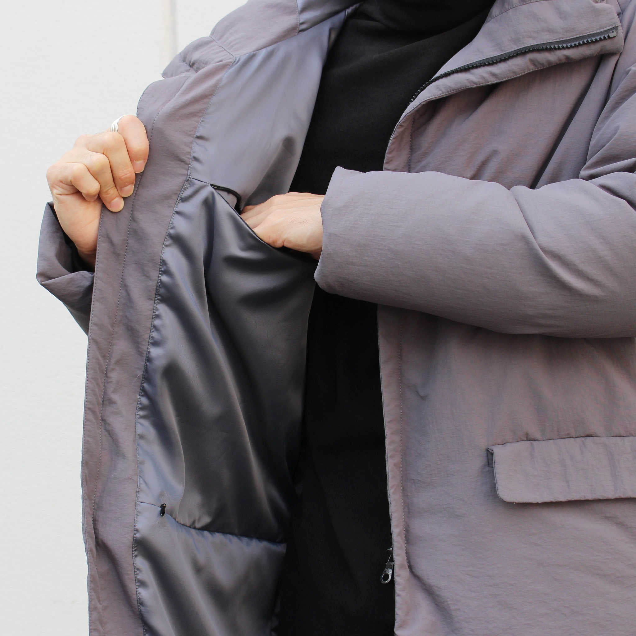 LAMOND ラモンド / LIGHT SHELL STAND DOWN COAT ライトシェルダウンコート (CHARCOAL チャコール)