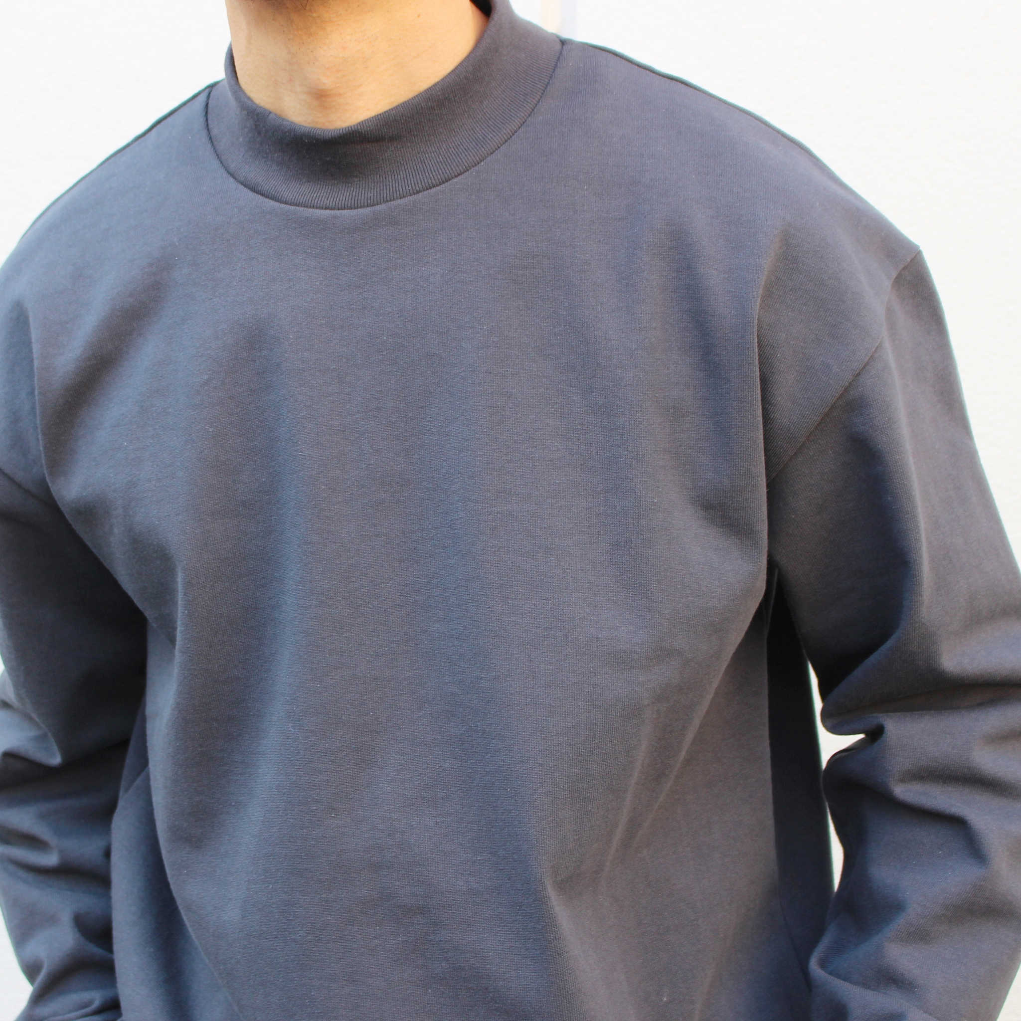 LAMOND ラモンド / MOCK NECK TEE モックネックティー (CHARCOAL チャコール)