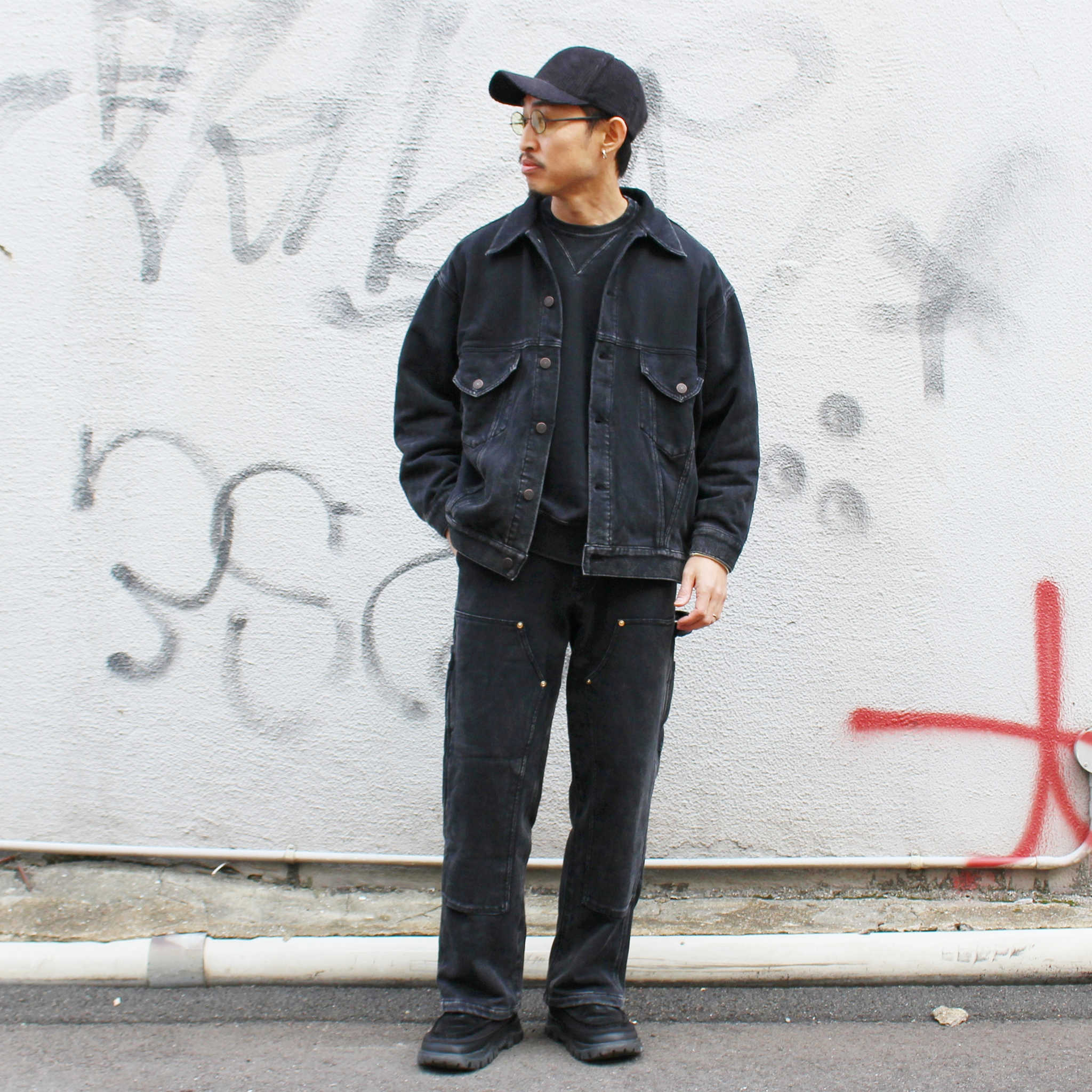 IMPRESTORE インプレストア / BenJie | Trucker Coat トラッカーコート (FADE BLACK フェードブラック)