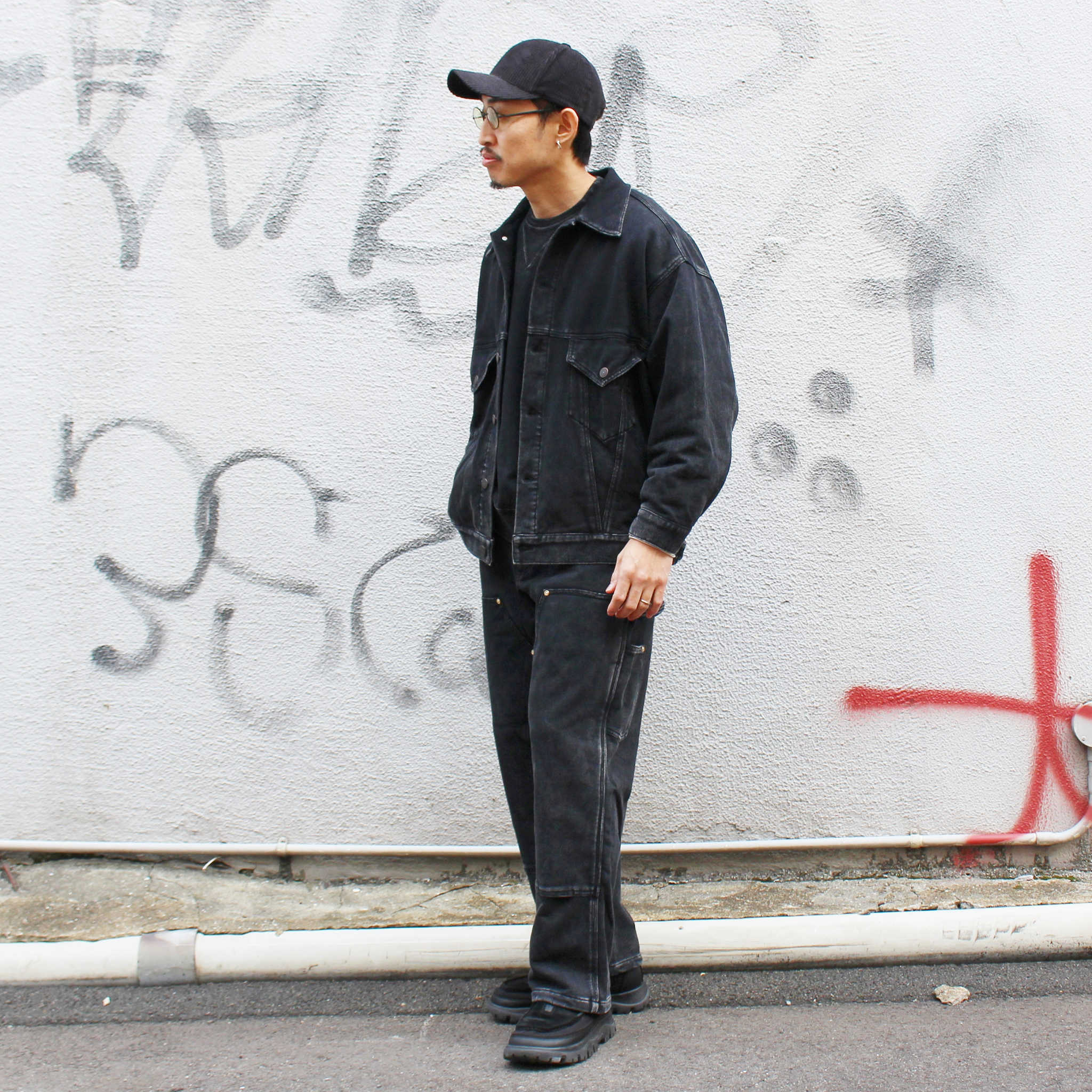 IMPRESTORE インプレストア / BenJie | Trucker Coat トラッカーコート (FADE BLACK フェードブラック)