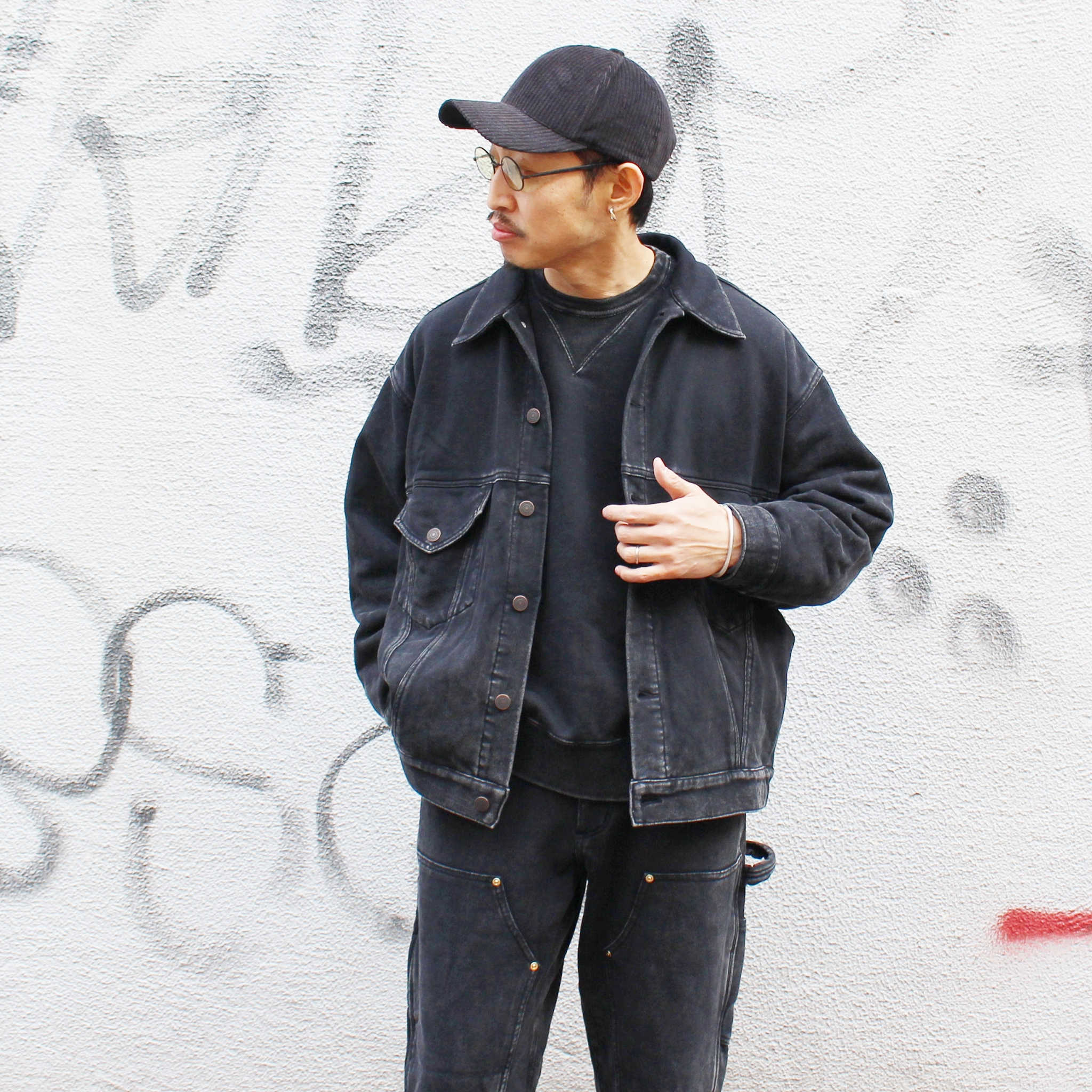 IMPRESTORE インプレストア / BenJie | Trucker Coat トラッカーコート (FADE BLACK フェードブラック)