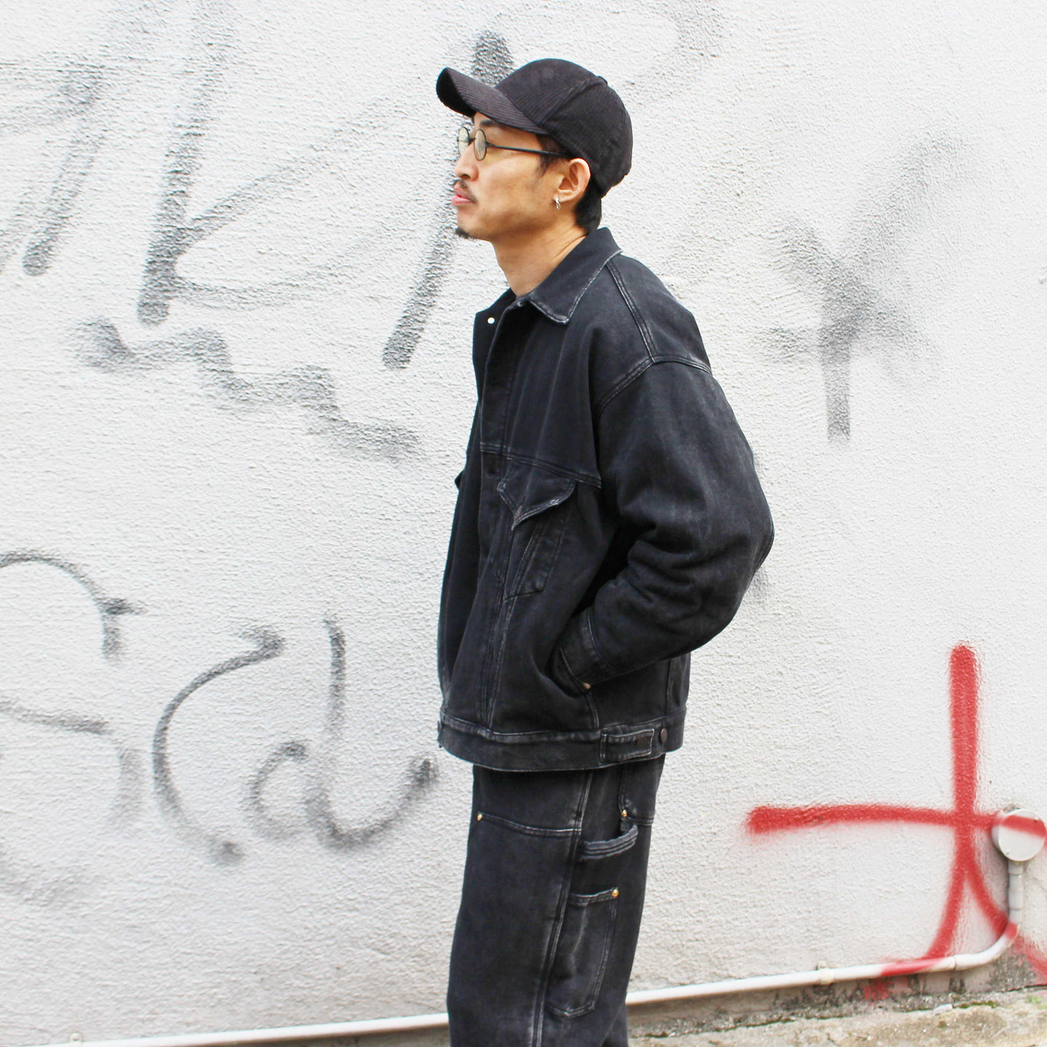 IMPRESTORE インプレストア / BenJie | Trucker Coat トラッカーコート (FADE BLACK フェードブラック)