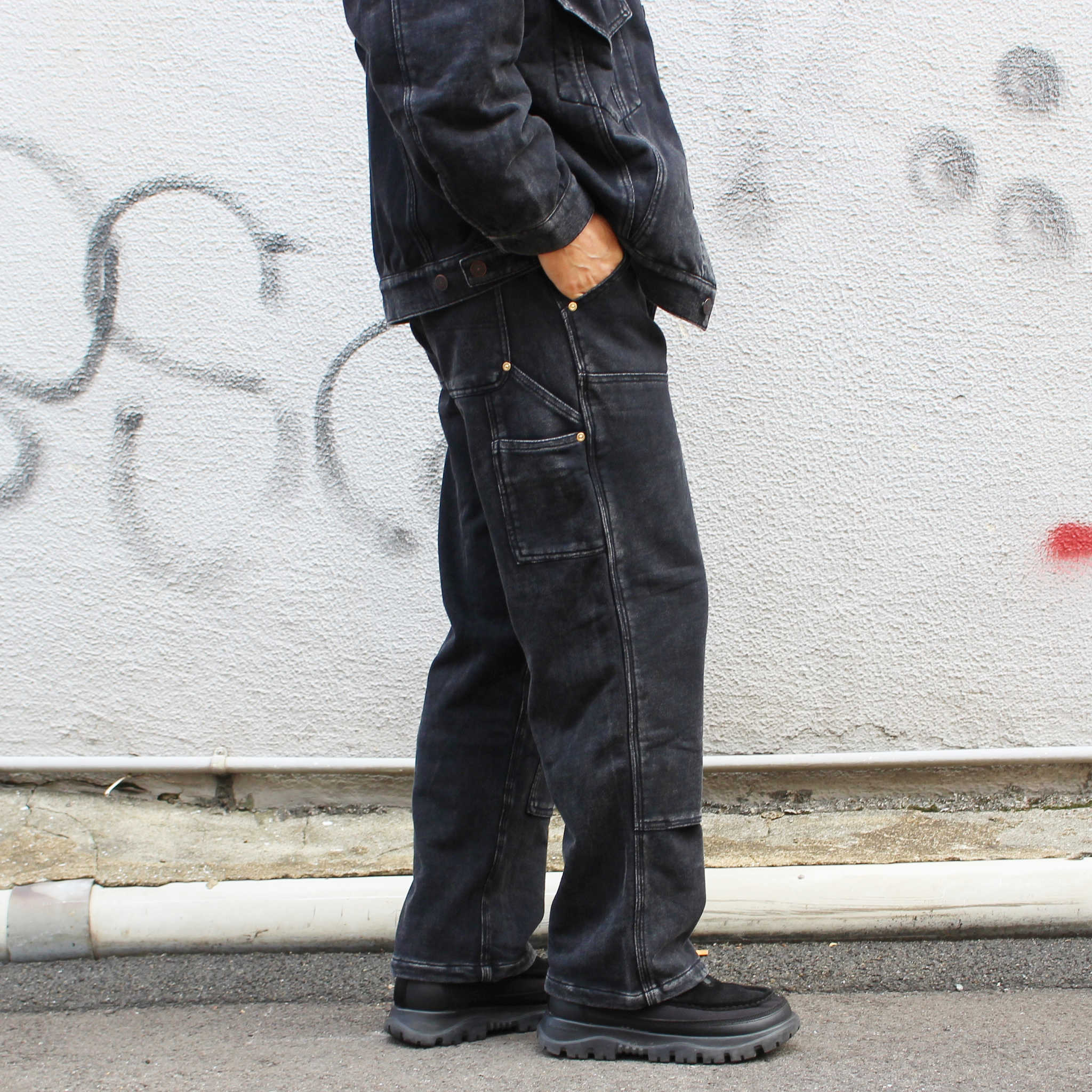 IMPRESTORE インプレストア / Huey | Double Knee Pants ダブルニーパンツ (FADE BLACK フェードブラック)