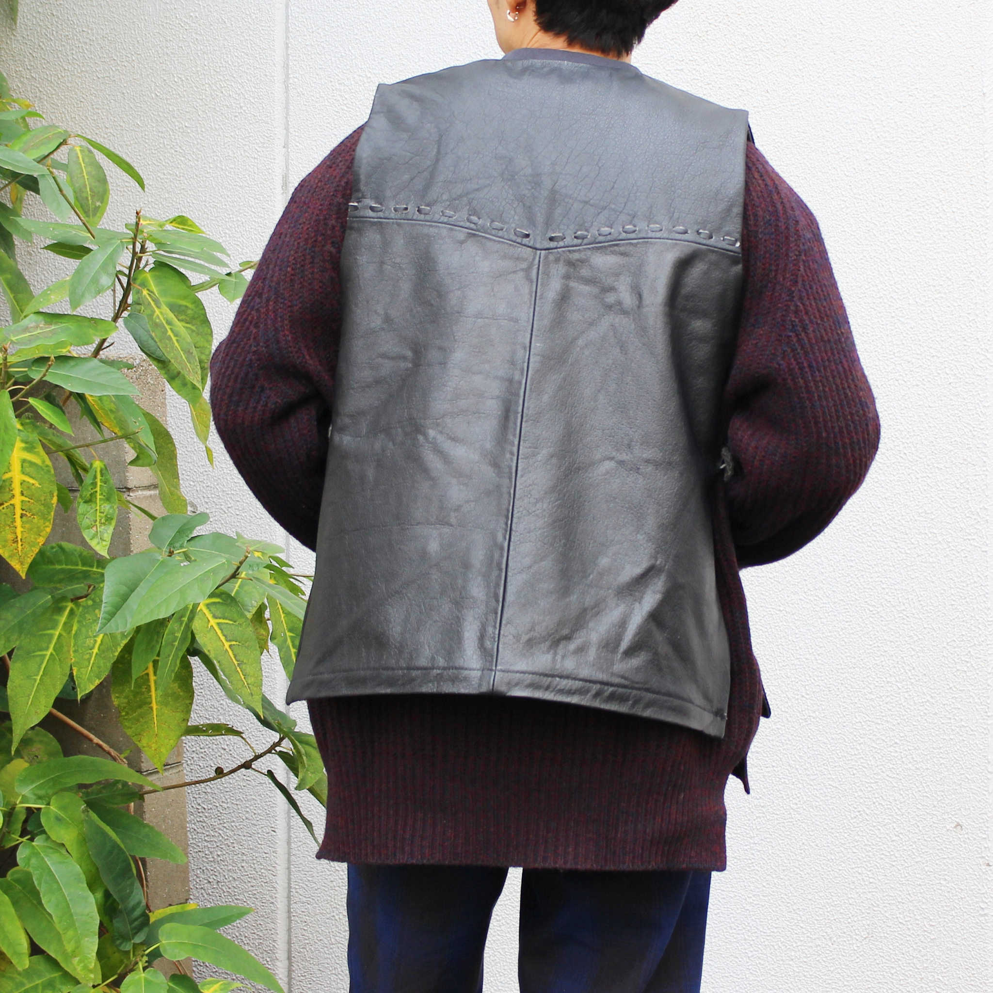 Nasngwam. ナスングワム / PUEBLO LEATHER VEST プエブロベスト Msize (BLACK ブラック)