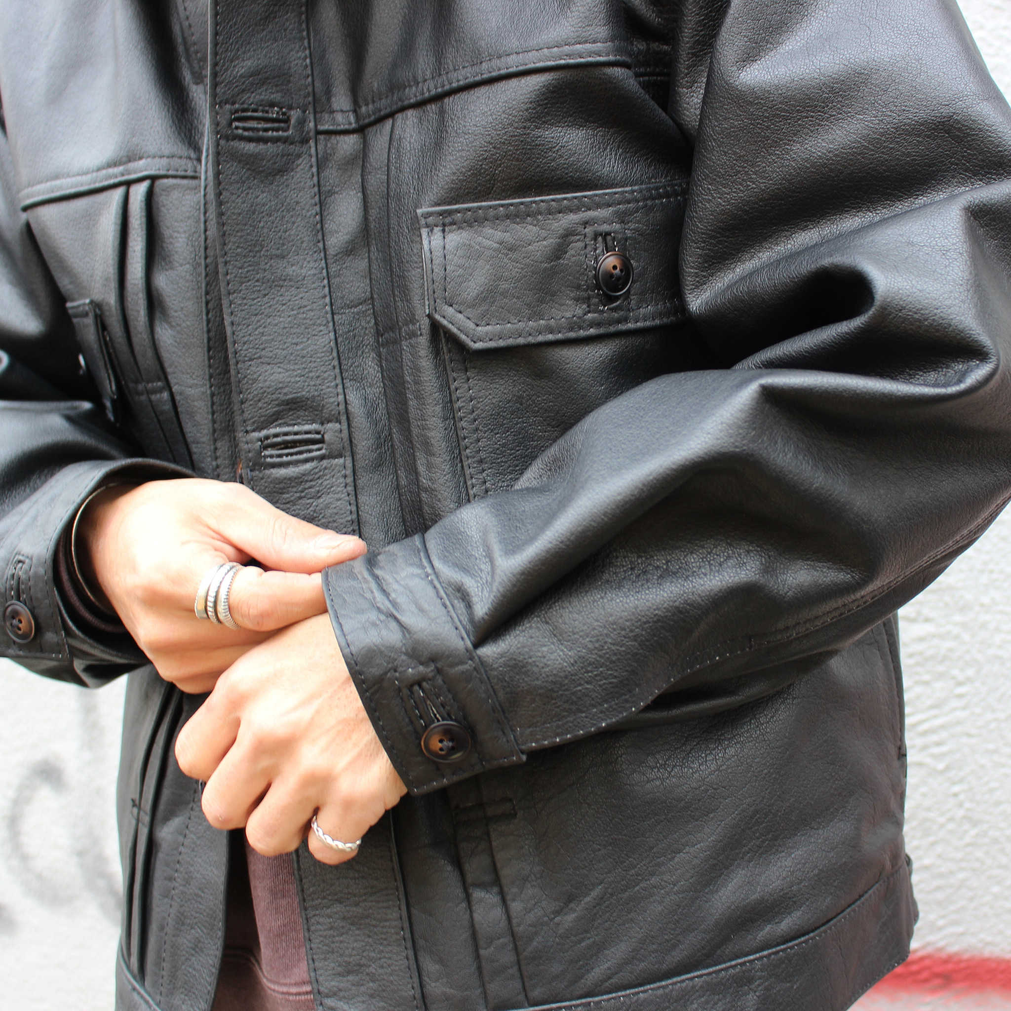 Nasngwam. ナスングワム / ATAVISM LEATHER JACKET アタビズムジャケット Msize  (BLACK ブラック)