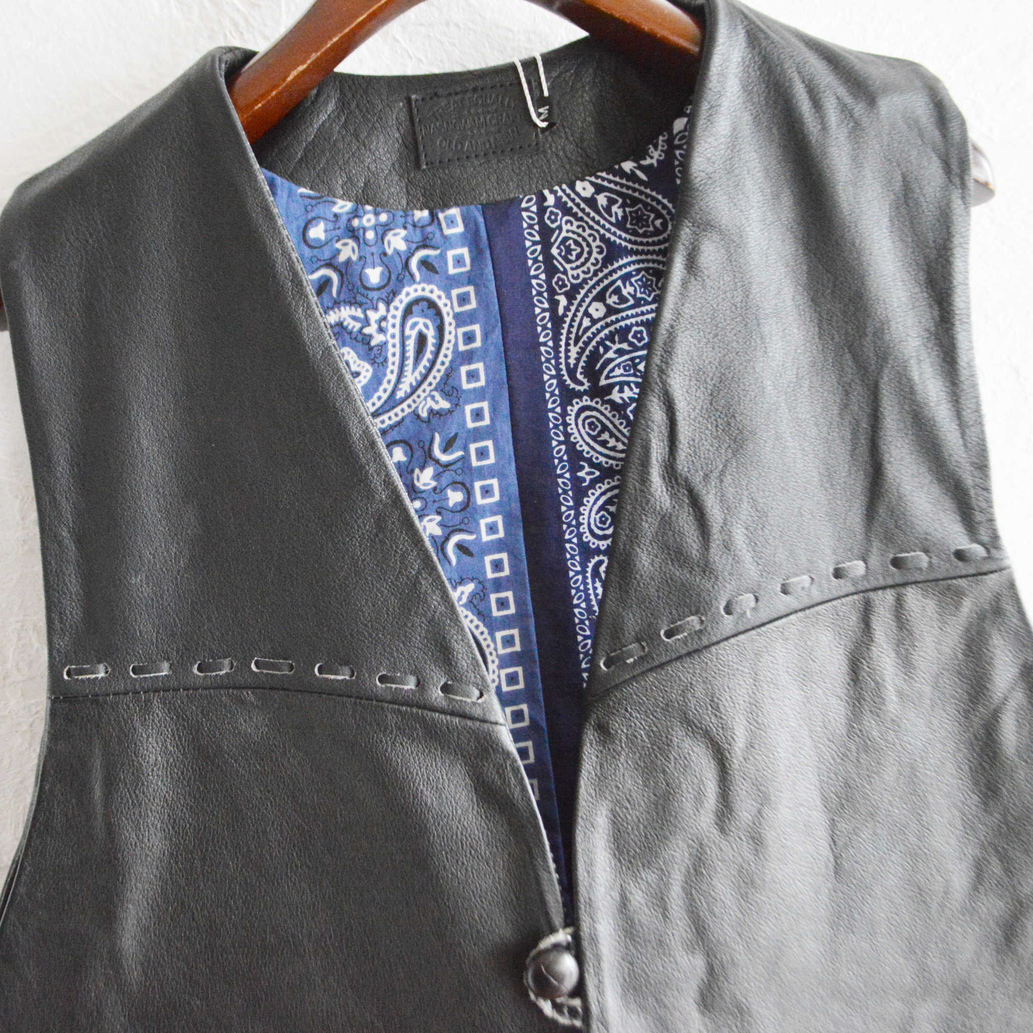 Nasngwam. ナスングワム / PUEBLO LEATHER VEST プエブロベスト Msize (BLACK ブラック)