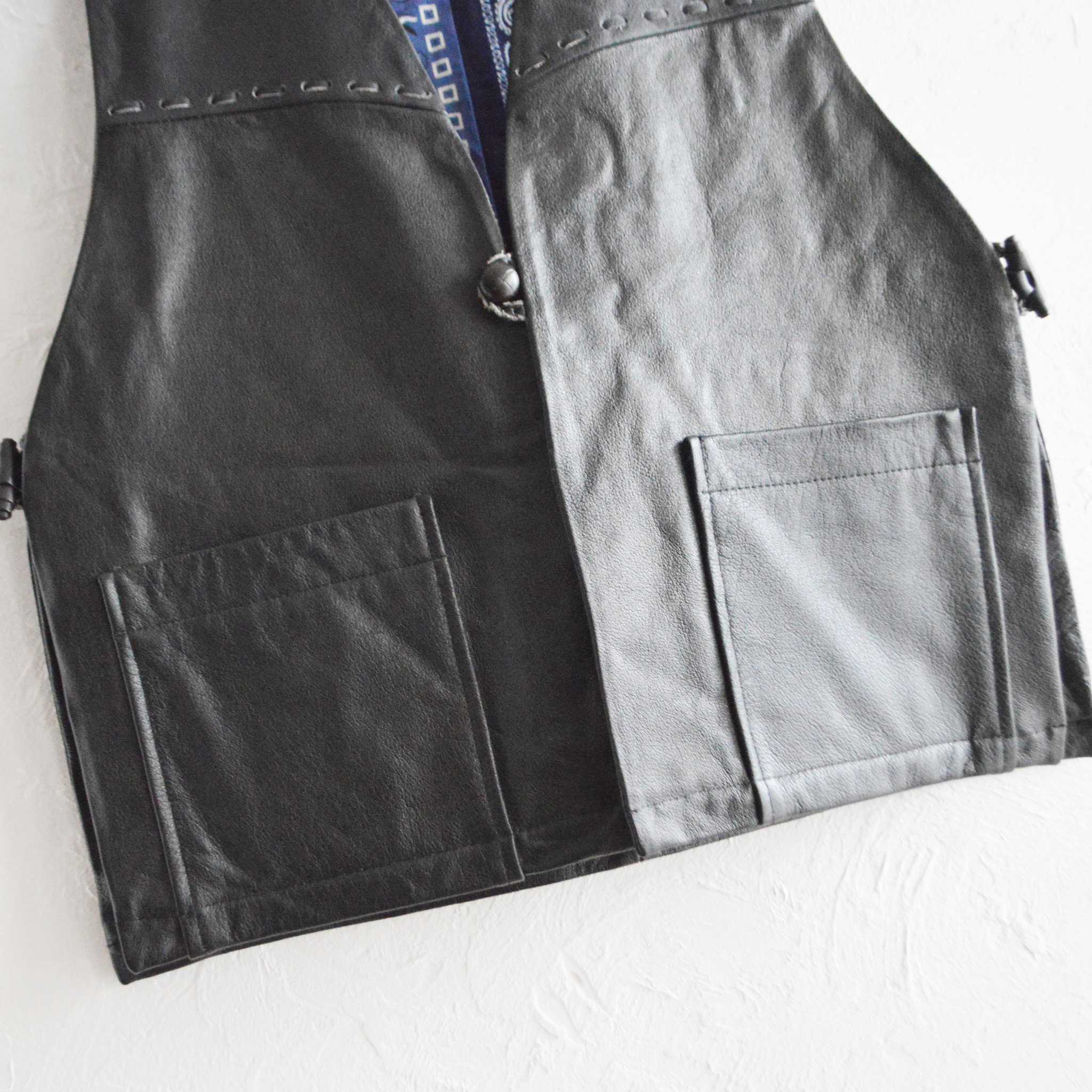 Nasngwam. ナスングワム / PUEBLO LEATHER VEST プエブロベスト Msize (BLACK ブラック)