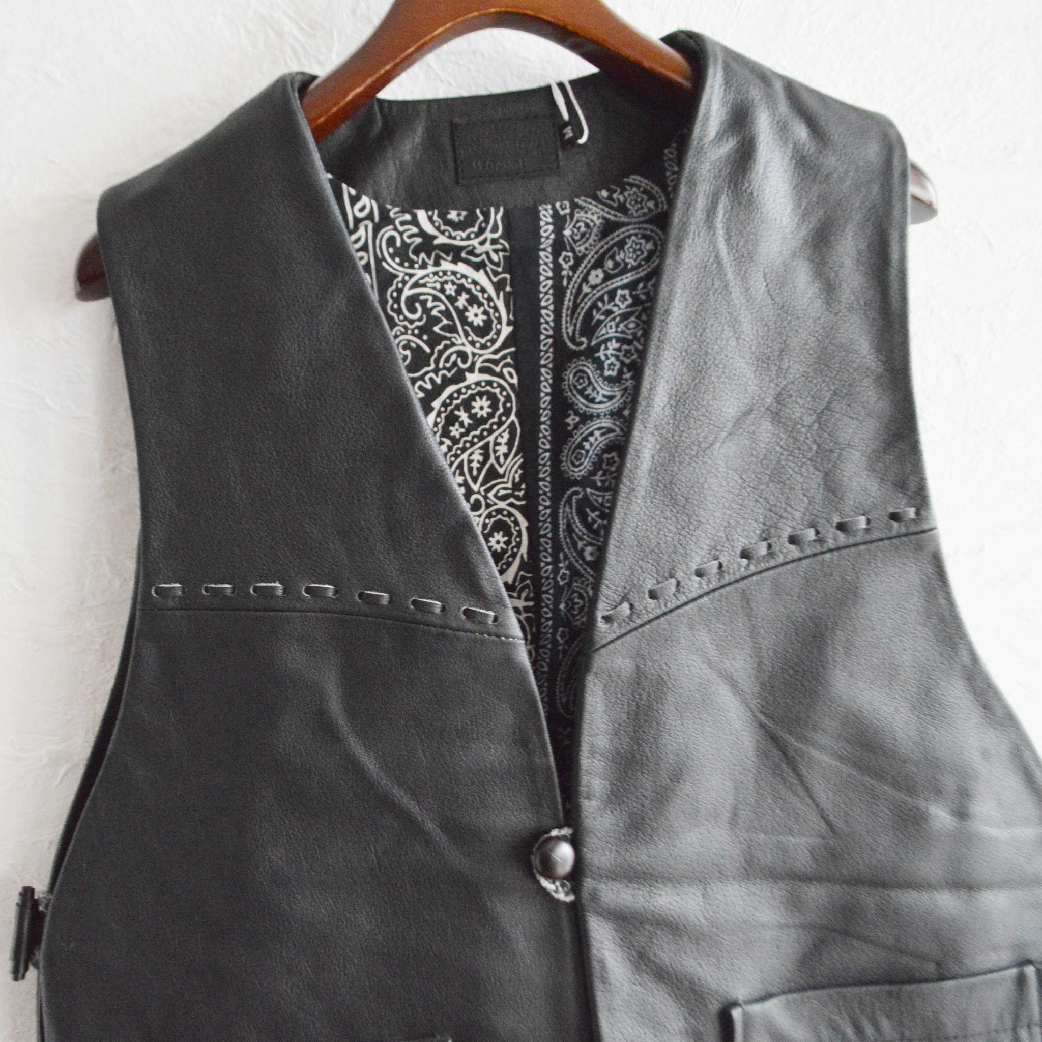 Nasngwam. ナスングワム / PUEBLO LEATHER VEST プエブロベスト Msize (BLACK ブラック)