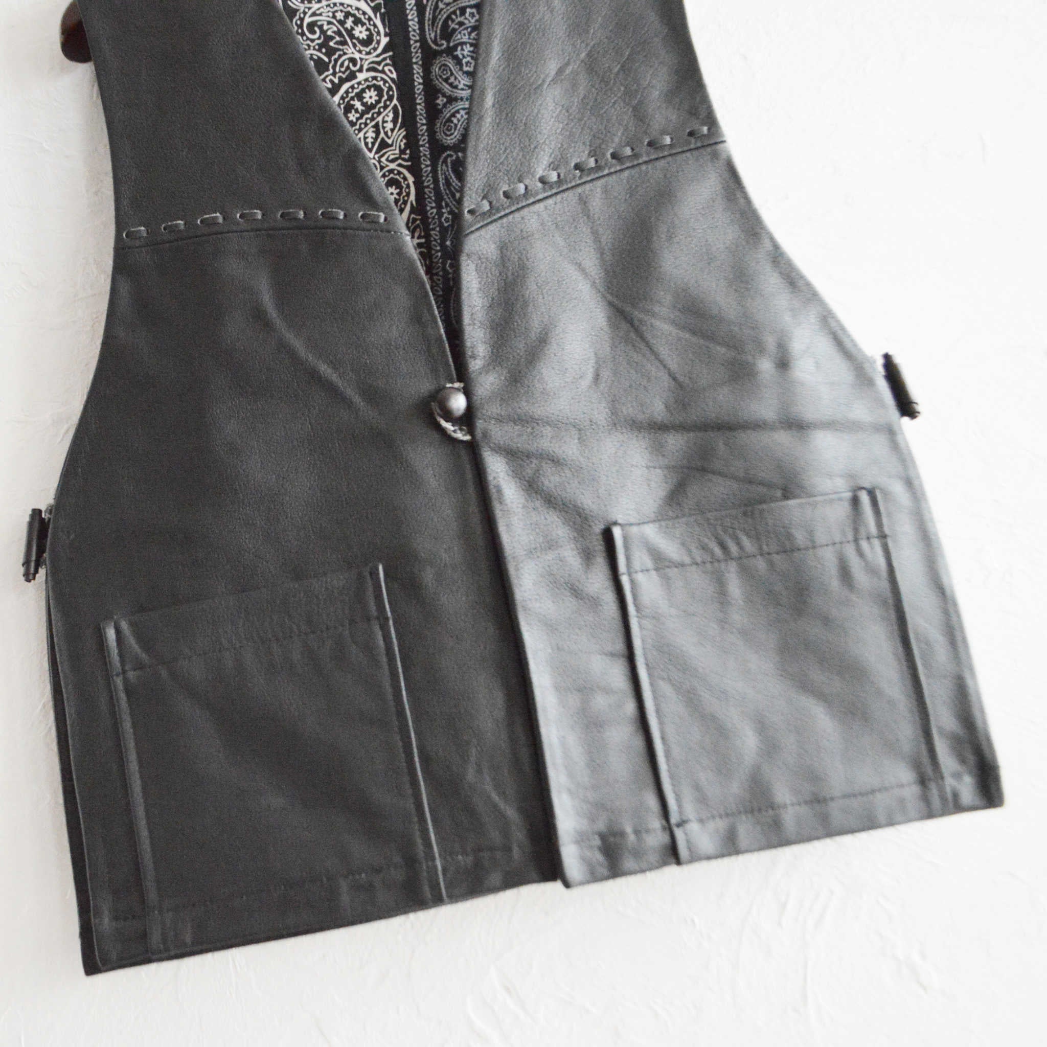 Nasngwam. ナスングワム / PUEBLO LEATHER VEST プエブロベスト Msize (BLACK ブラック)