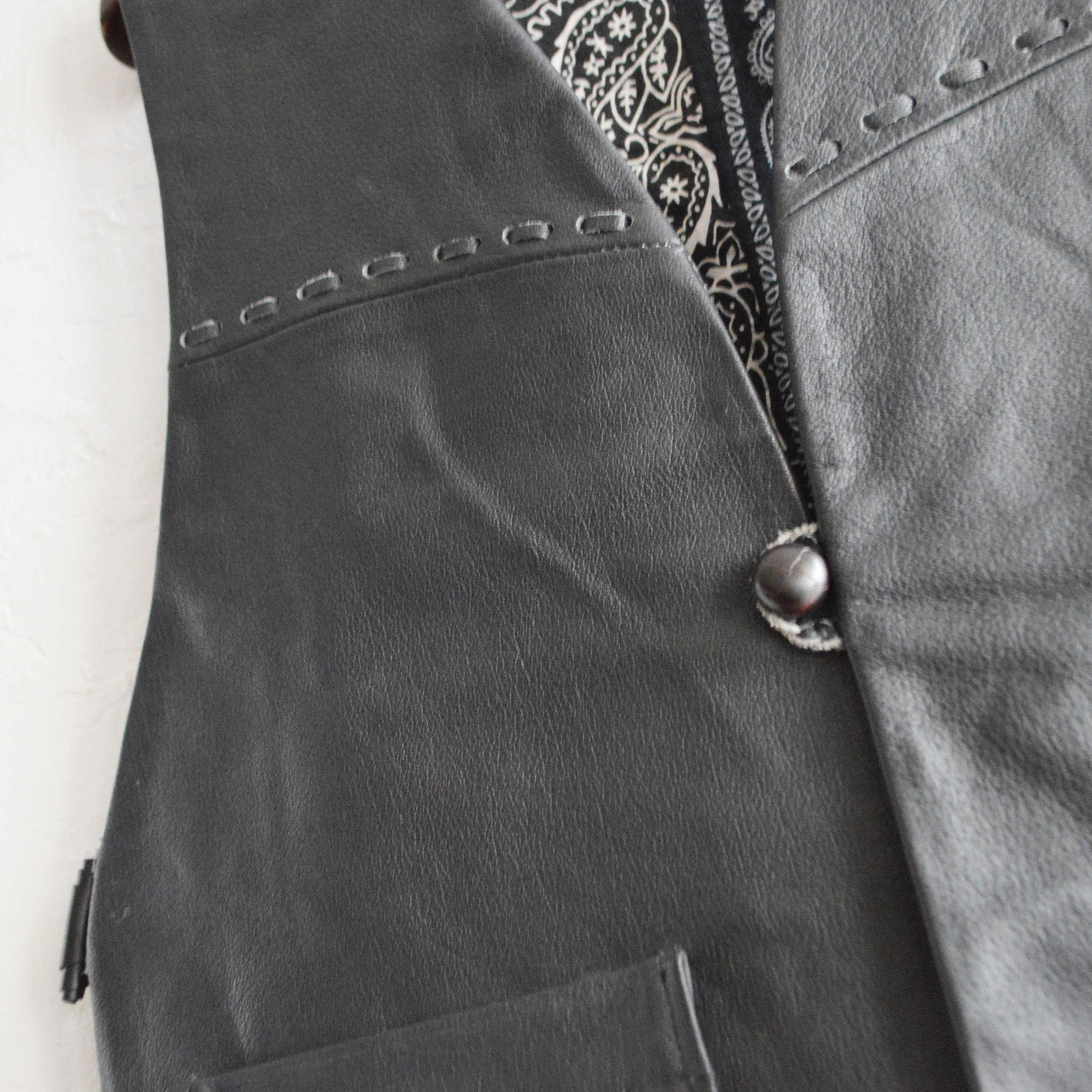 Nasngwam. ナスングワム / PUEBLO LEATHER VEST プエブロベスト Msize (BLACK ブラック)